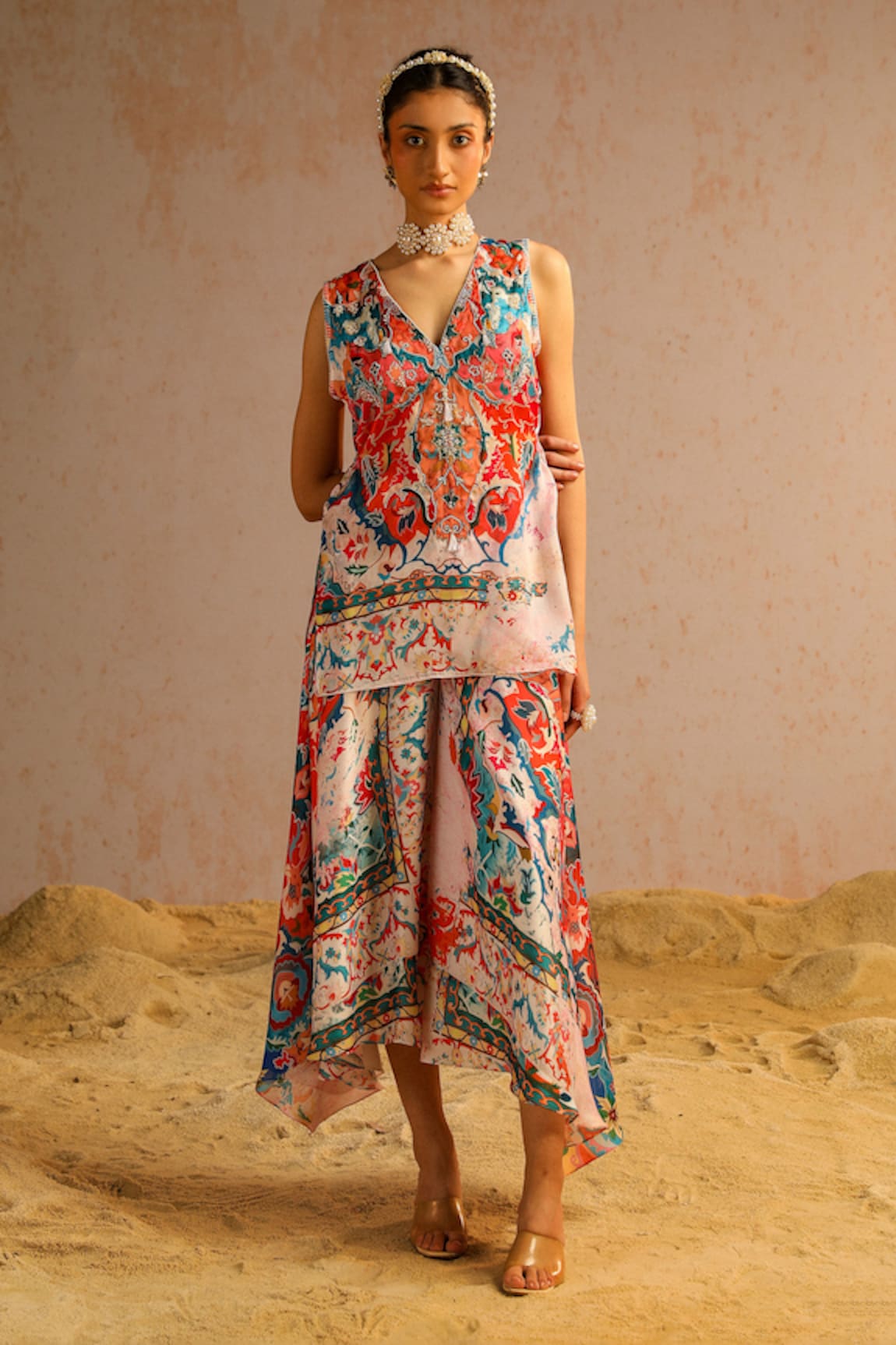 Aditi Gupta Abstract Motifs Print Short Kurta & A-Line Pant Set