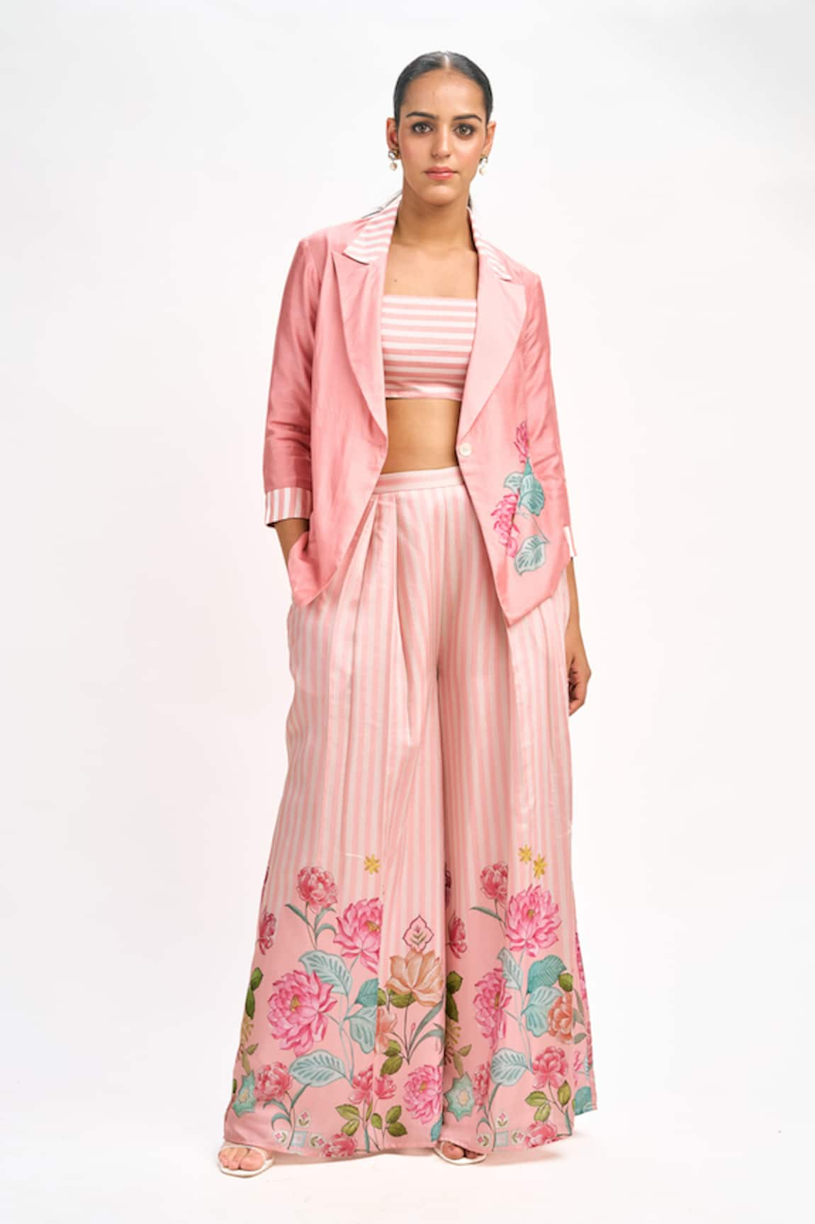 Tanu Malhotra Printed Blazer Flared Pant Set