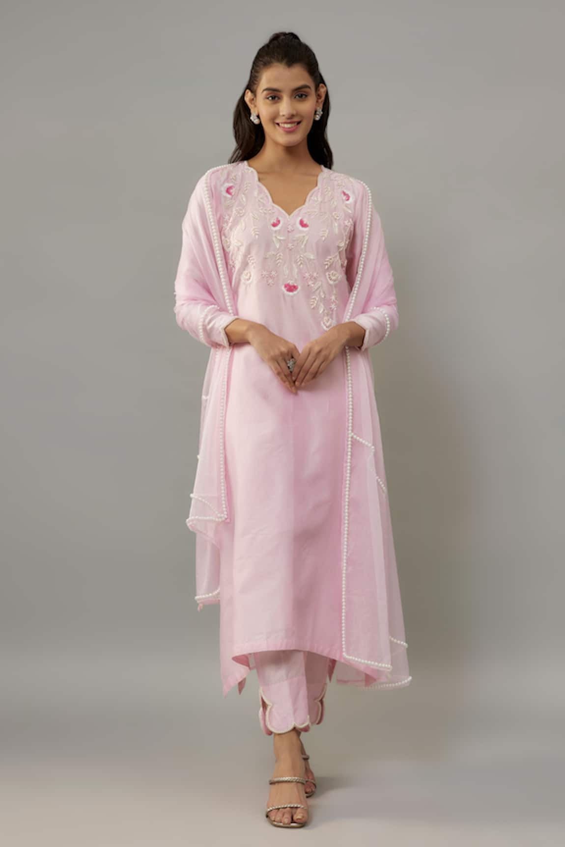 The Aarya Pearl Embroidered Kurta Palazzo Set