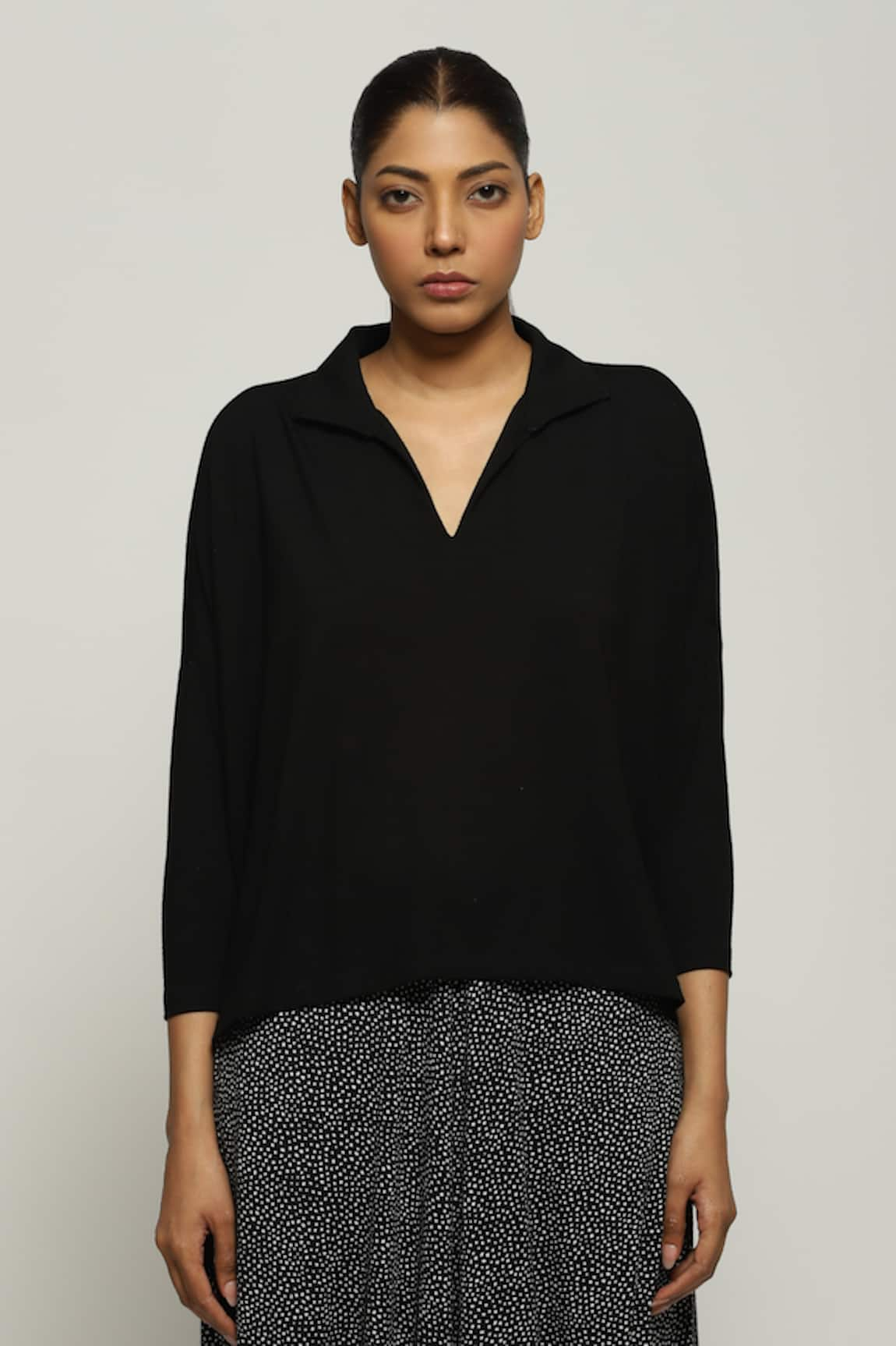 Abraham & Thakore Tencel Lycra Collared Top