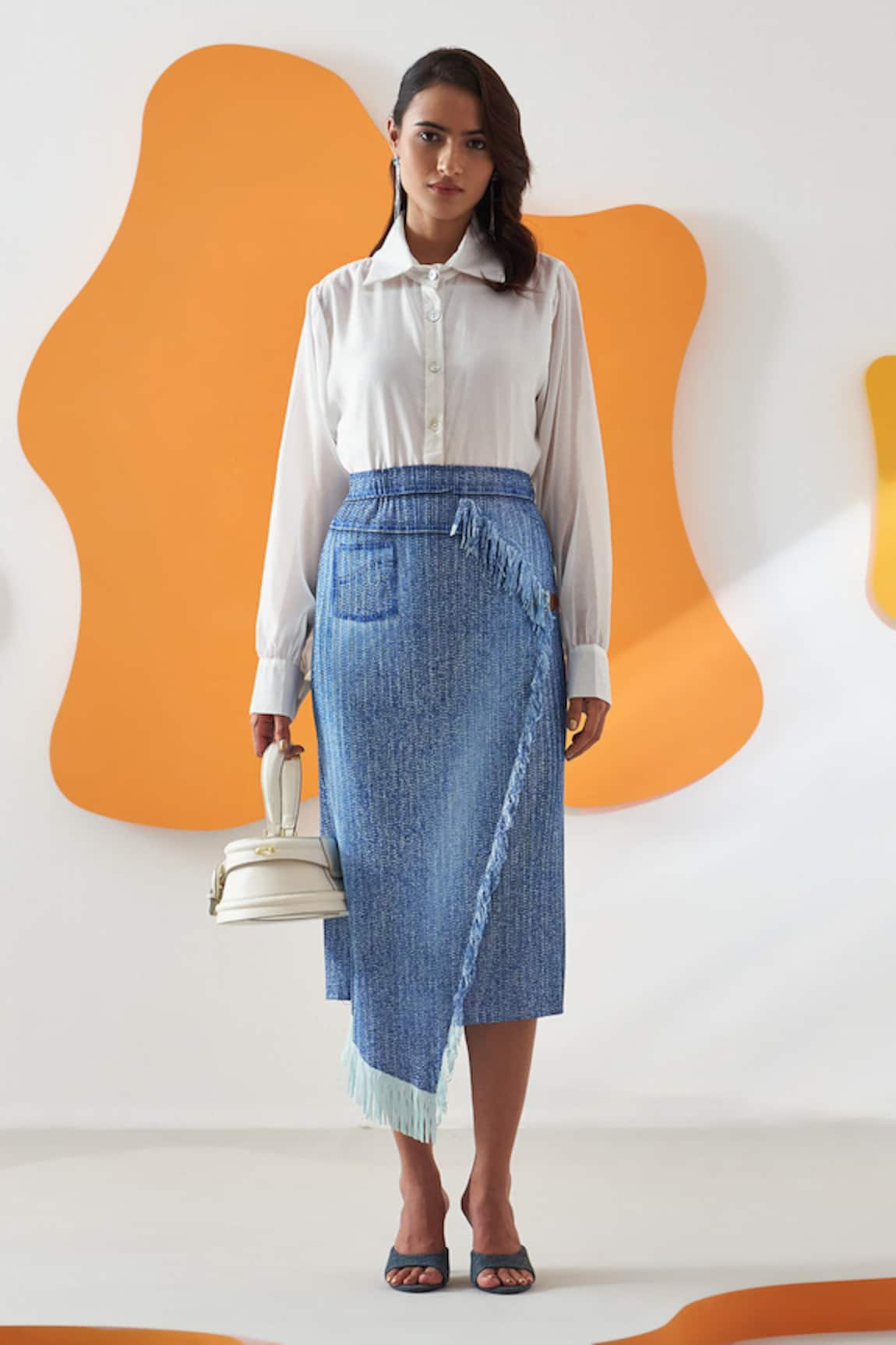 Pleats by Aruni Vione Denim Pattern Skirt