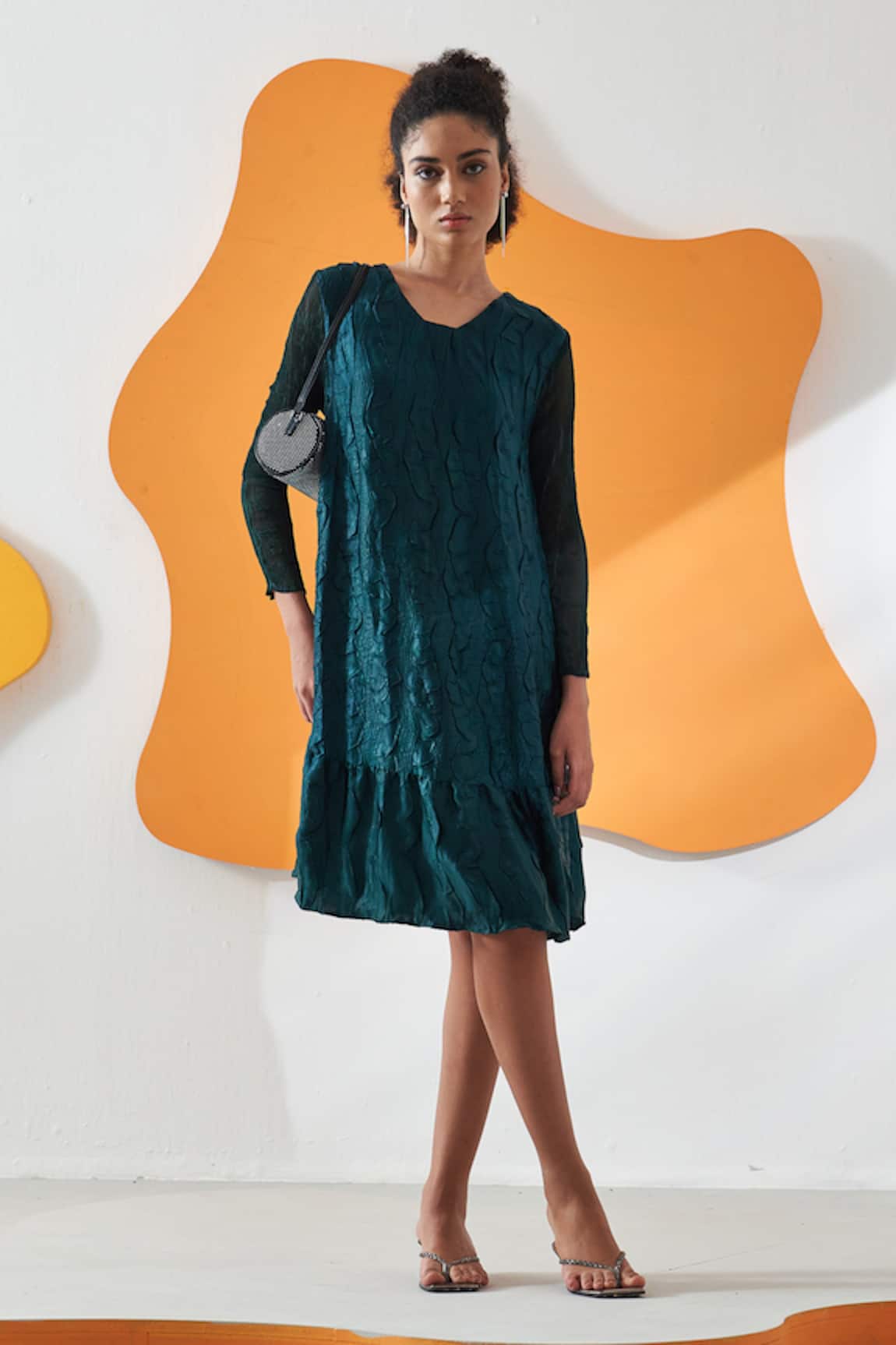 Pleats by Aruni Cabbana Crush Textured Short Dress