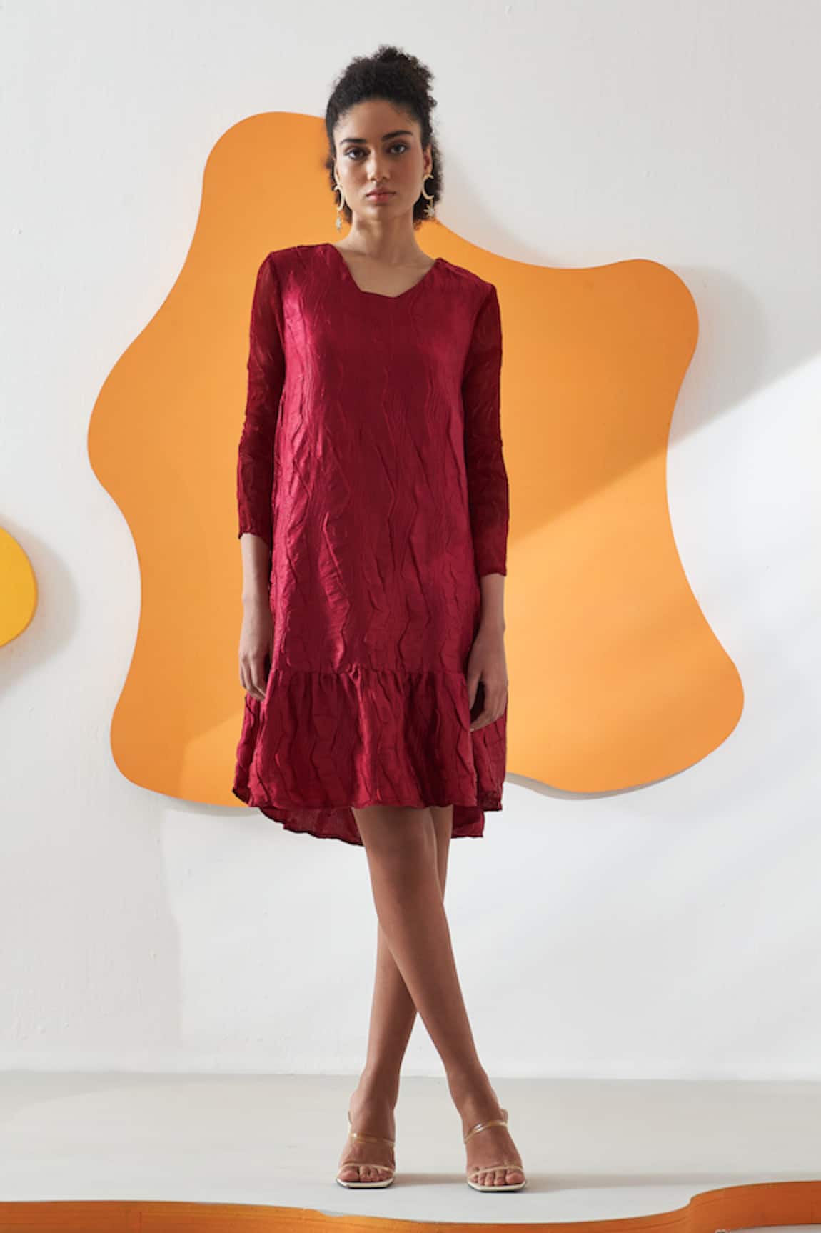 Pleats by Aruni Cabbana Crush Textured Solid Short Dress