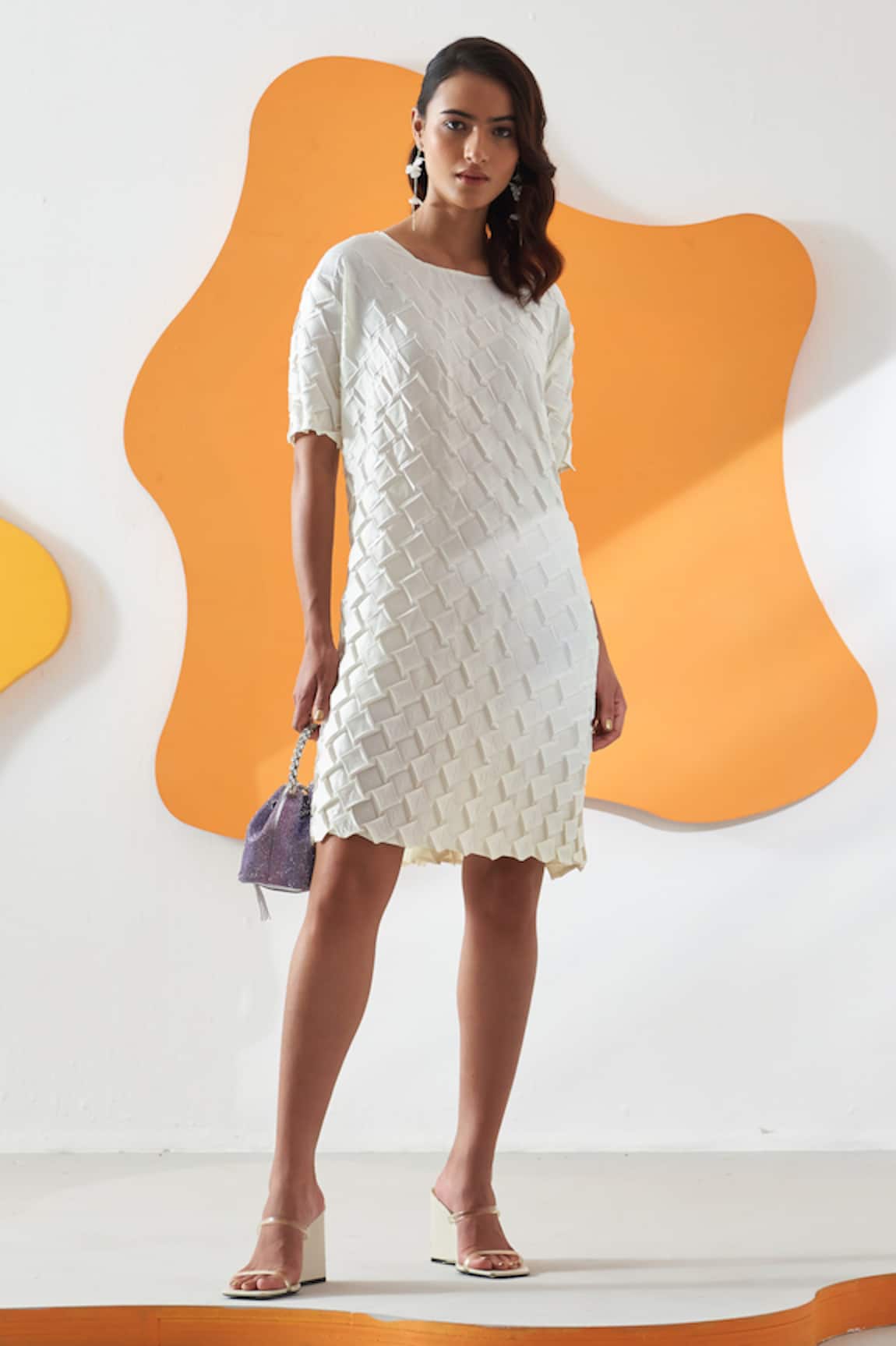 Pleats by Aruni Anyaa Origami Folds Pleated Plain Short Dress