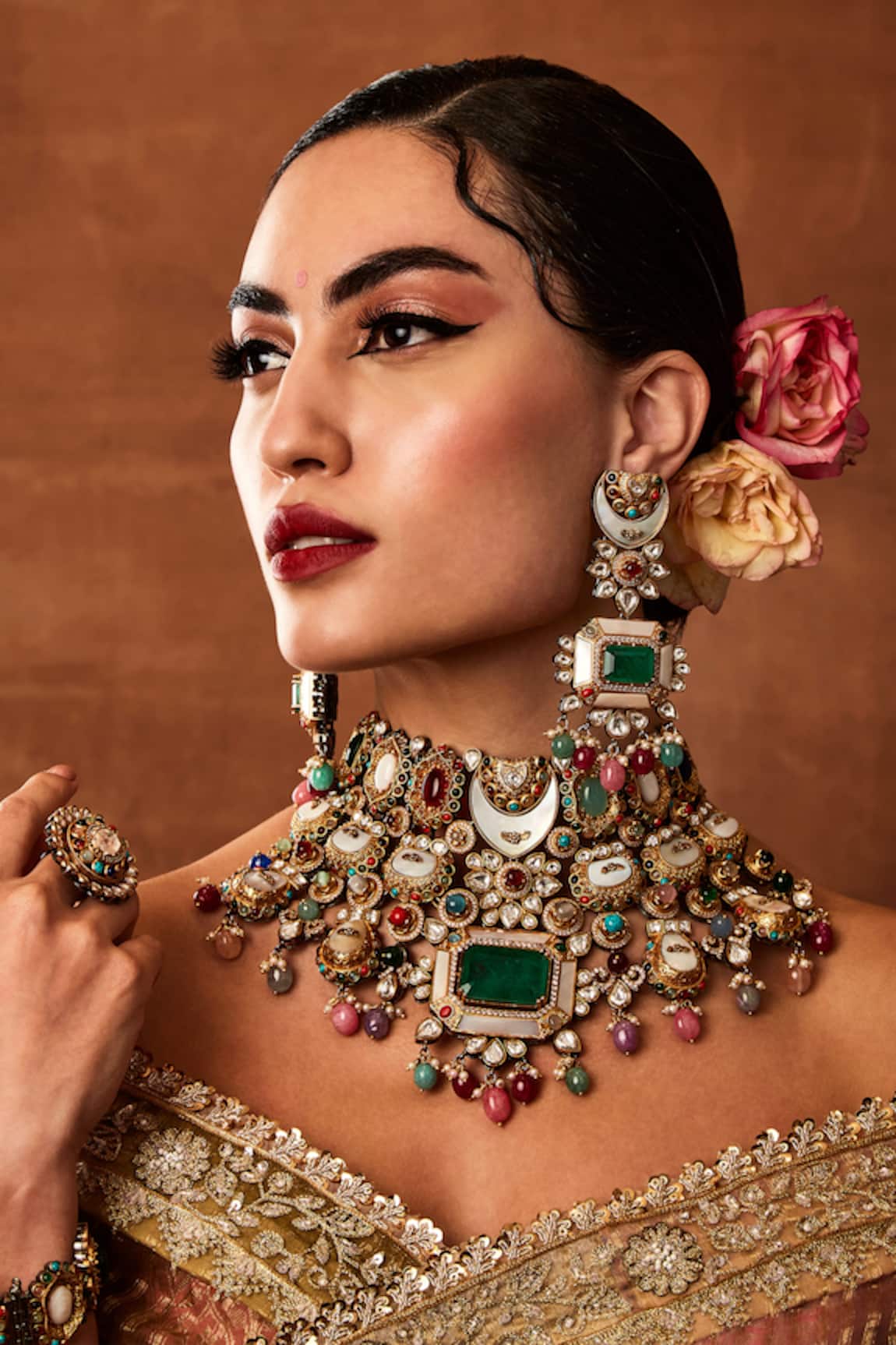 Ekathva Jaipur Quinn Stone Studded Bridal Jewellery Set