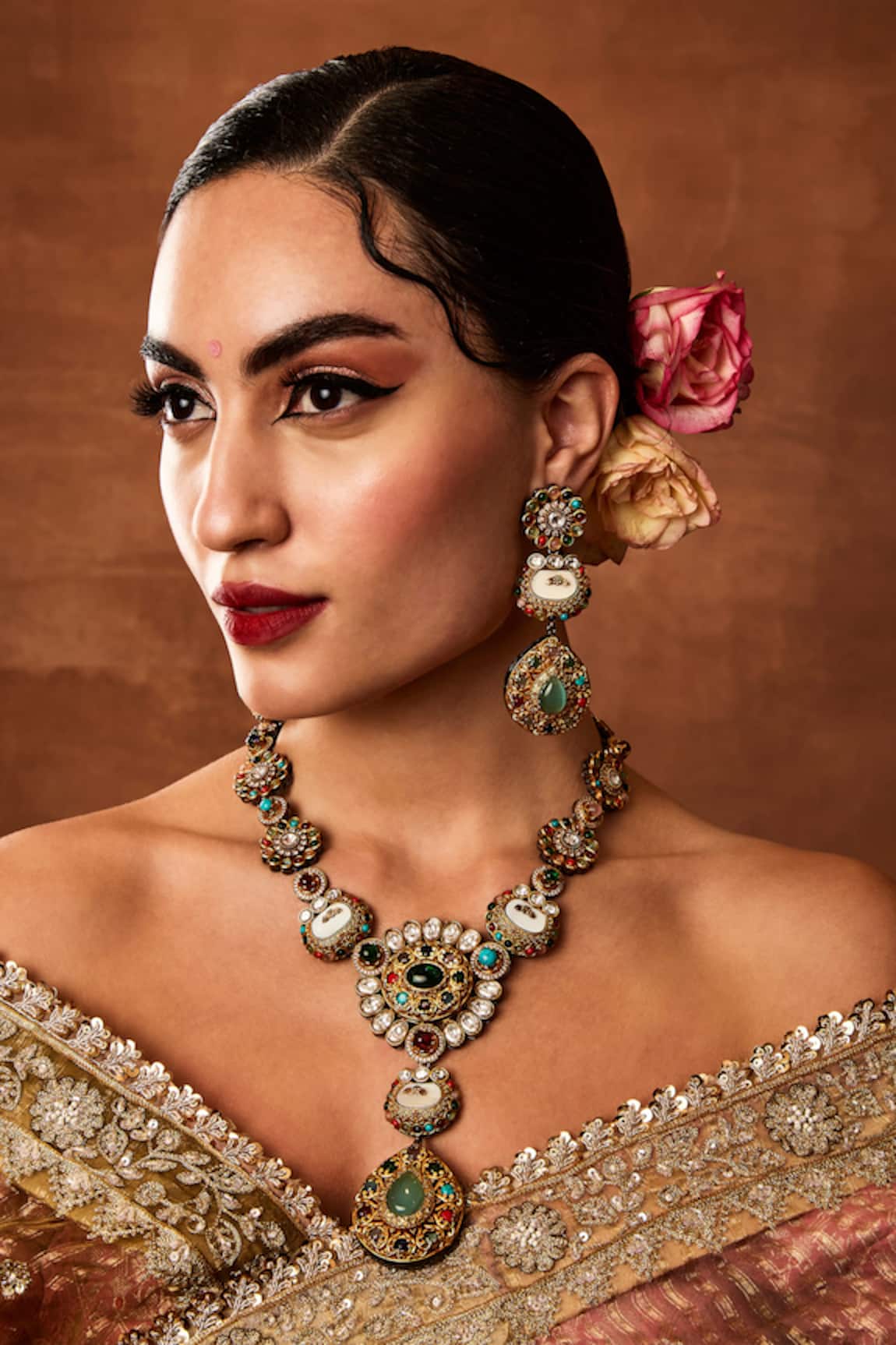 Ekathva Jaipur Zahra Antique Long Necklace Set