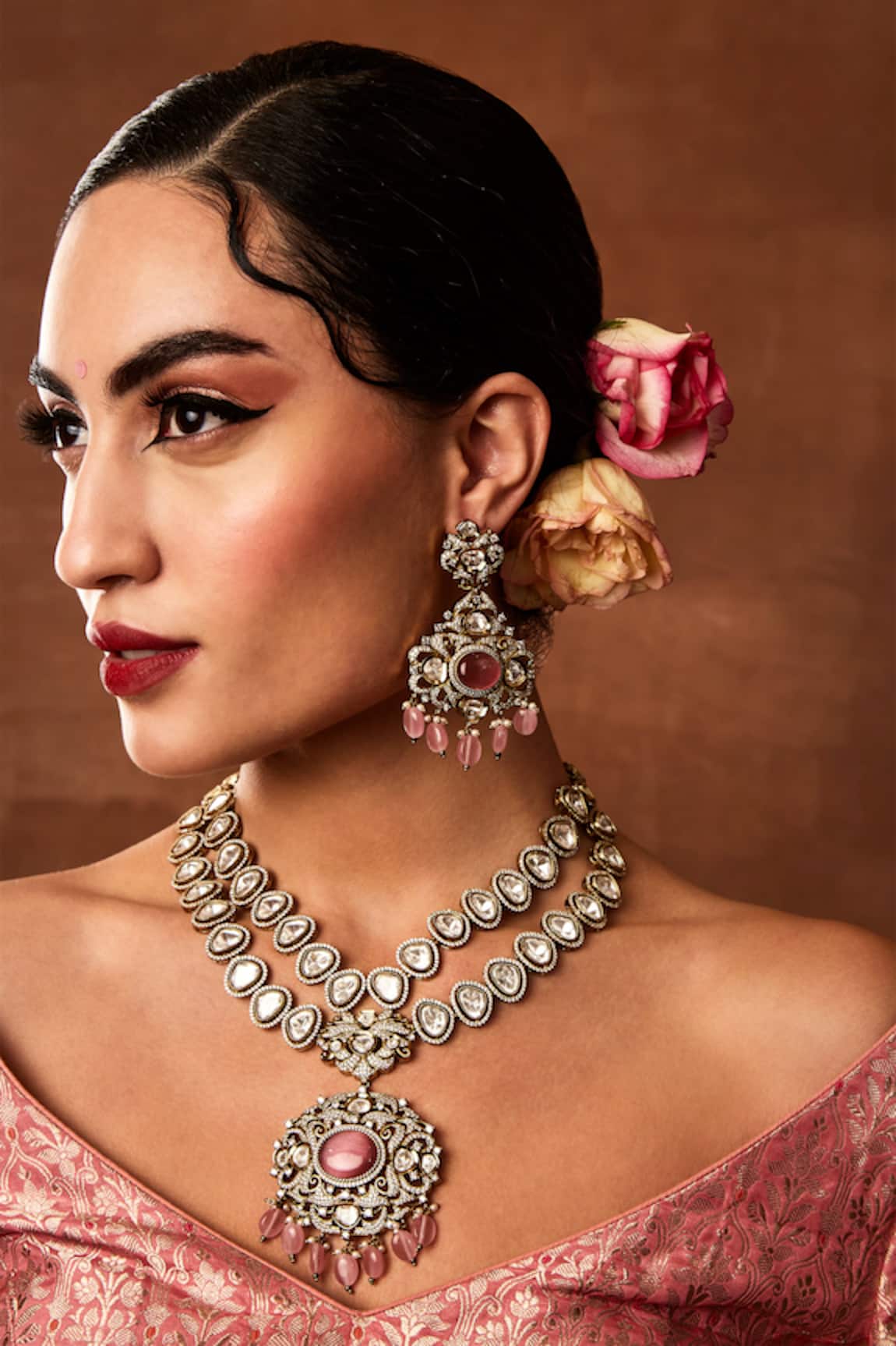 Ekathva Jaipur Bahira Victorian Fleur Necklace Set