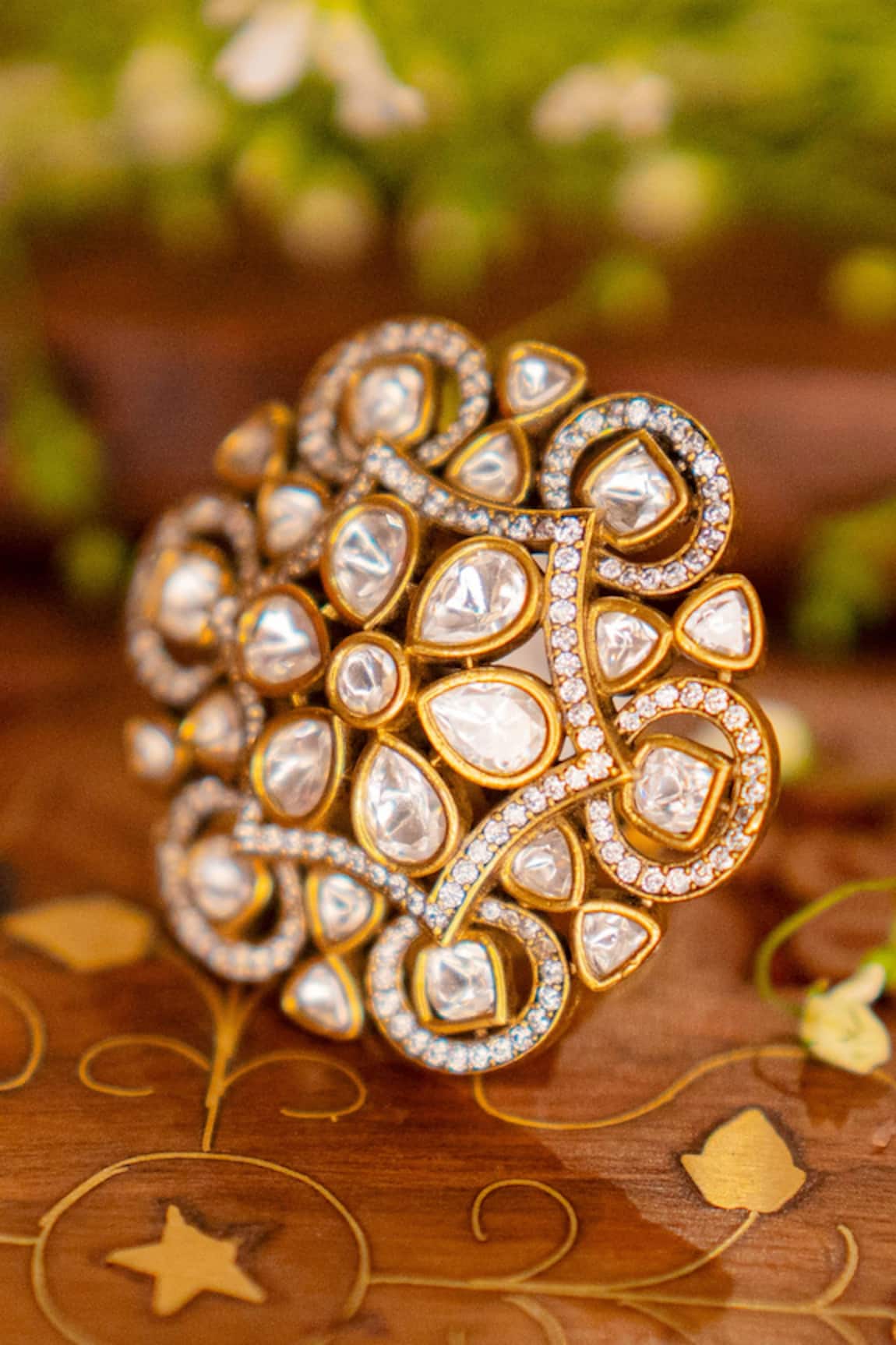 Ekathva Jaipur Nisa Embellished Floral Victorian Ring