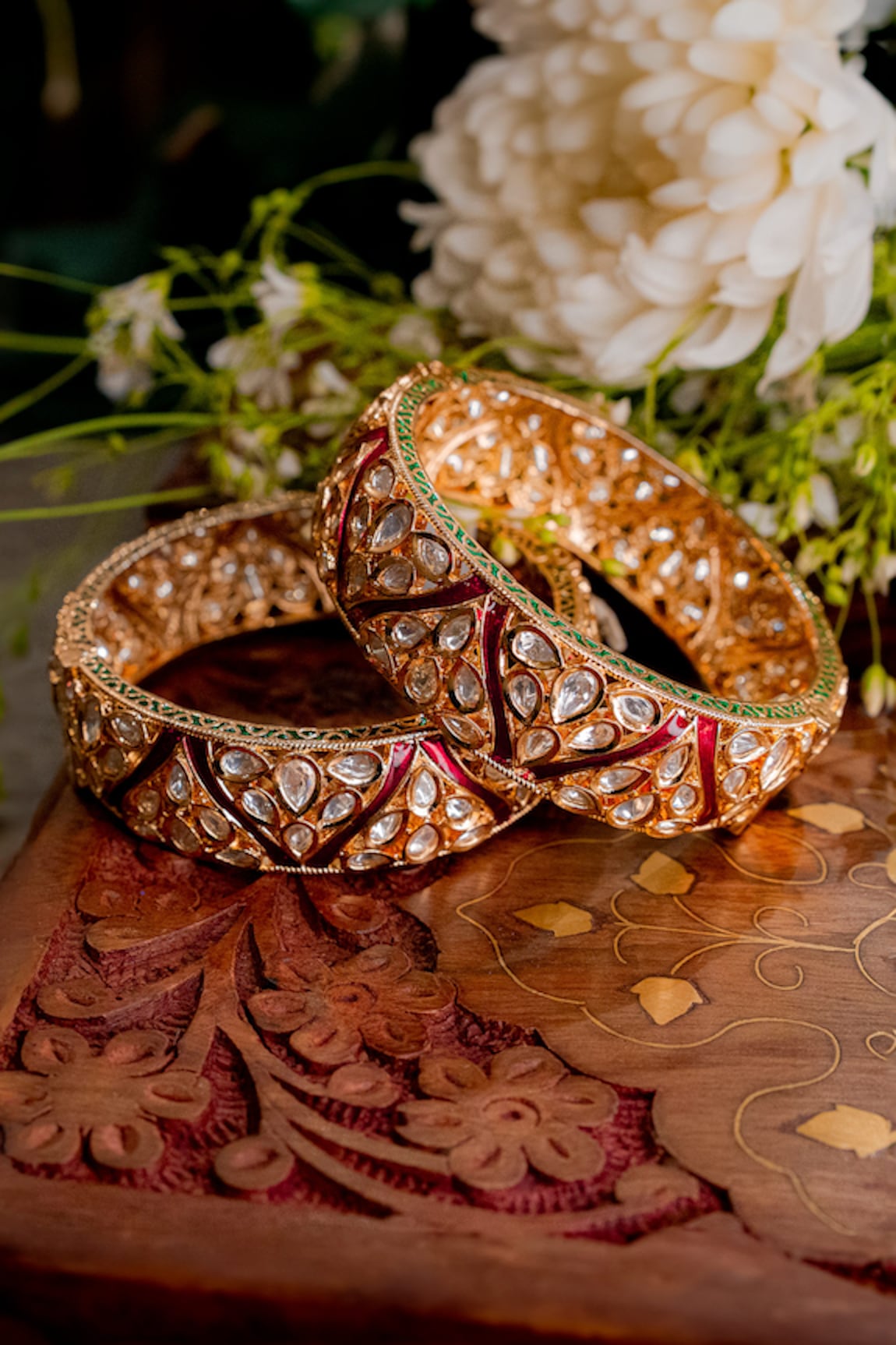 Ekathva Jaipur Leila Polki Studded Bangles-Set Of 2