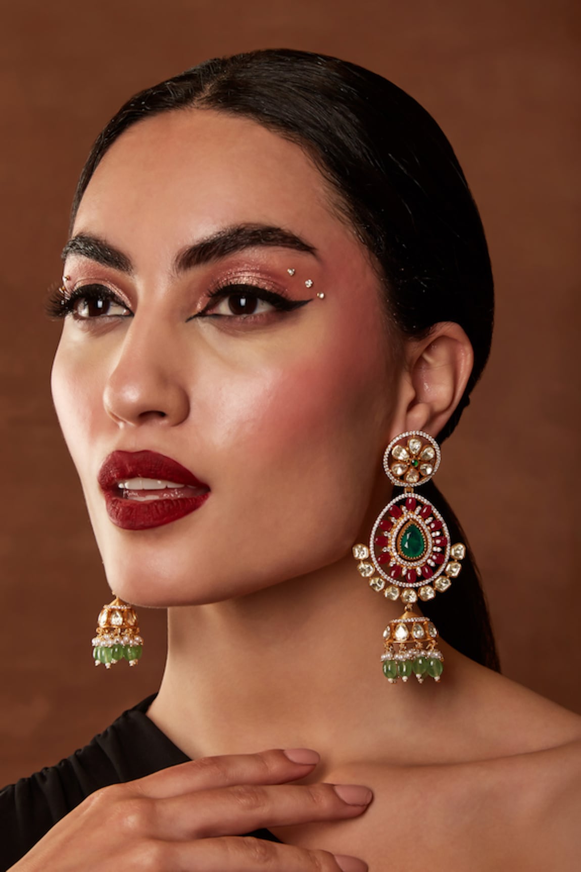 Ekathva Jaipur Ranita Moissanite Polki Embellished Earrings