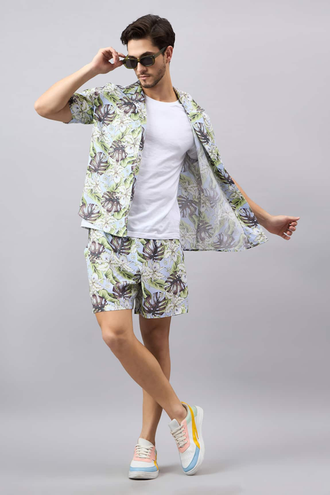 Ranng Label Tropical Print Shirt With Shorts