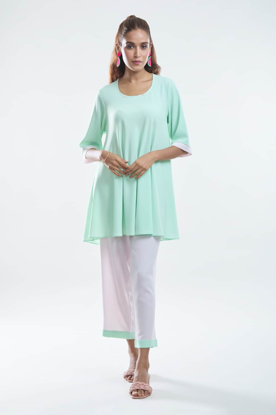 Mayank Anand Shraddha Nigam Bias Long Top With Pant