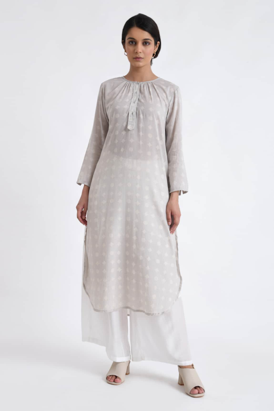 Jayati Goenka Cotton High-low Print Kurta With Pant