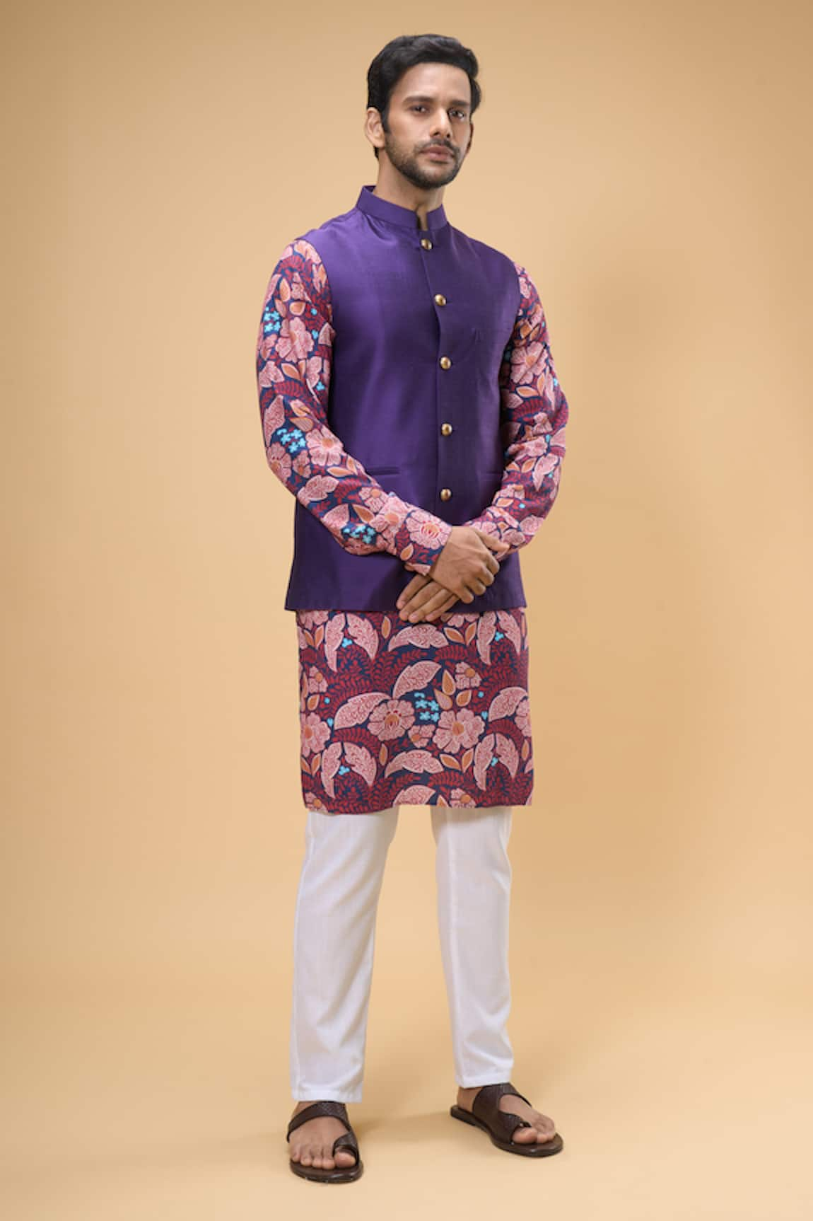 Spring Break Gul Print Kurta Bundi Set