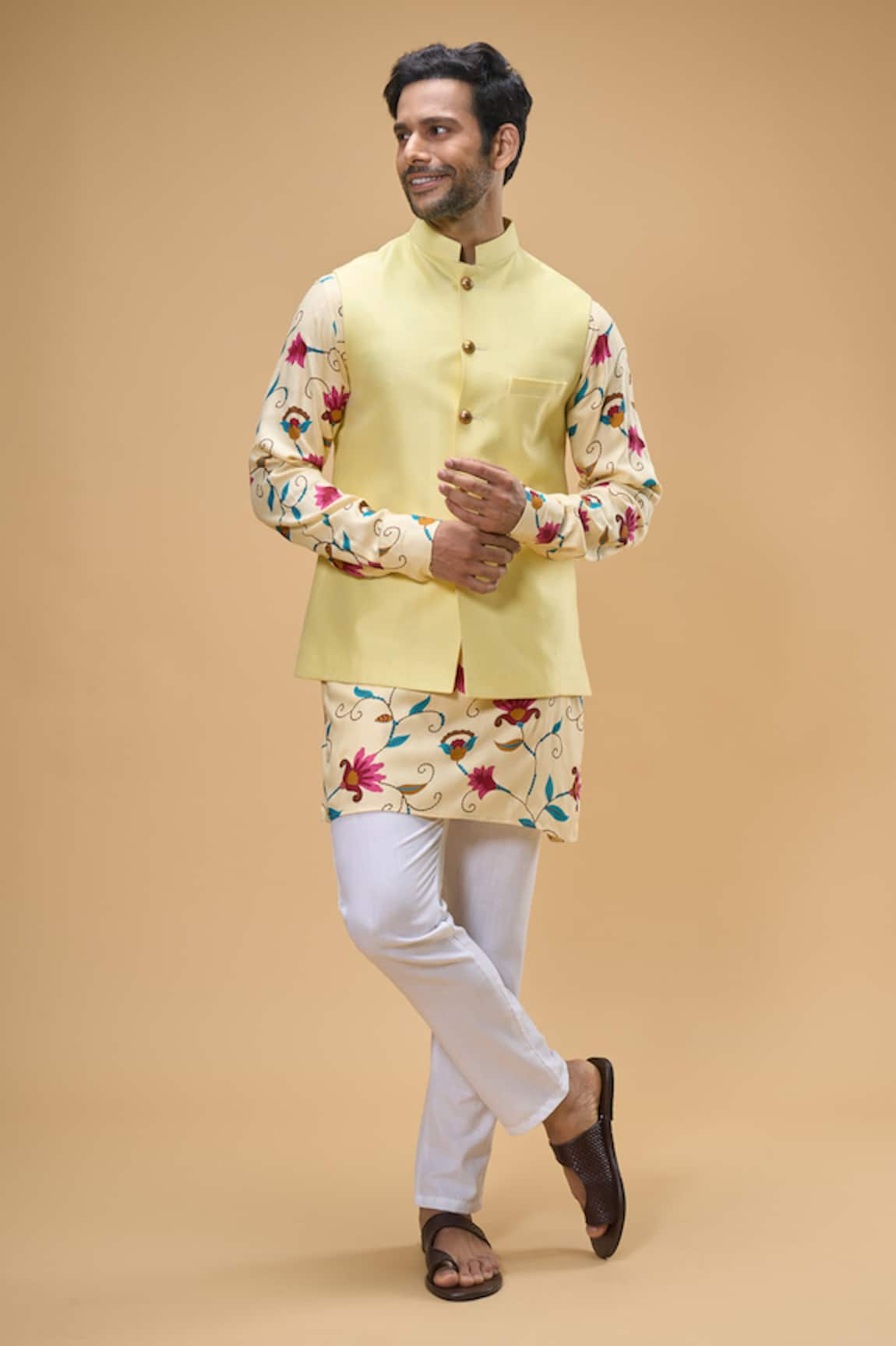 Spring Break Bloom Vine Print Kurta Bundi Set