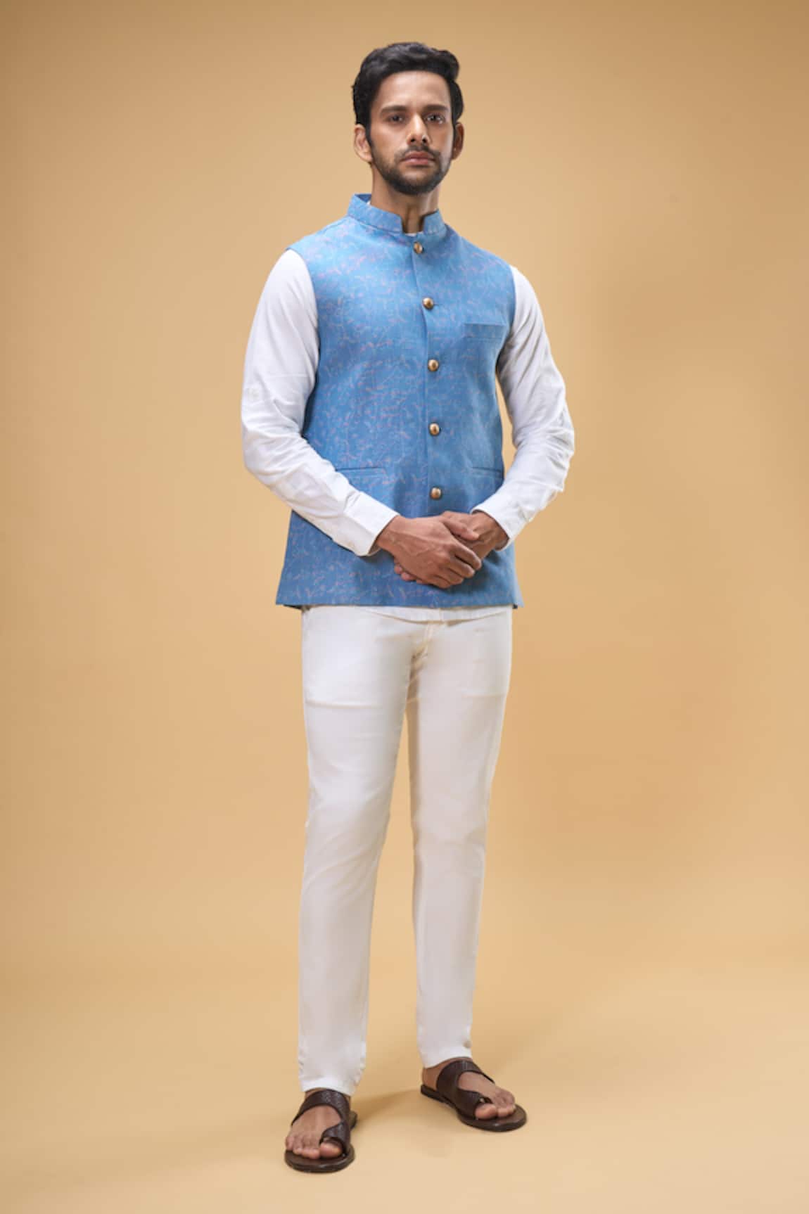 Spring Break Cotton Floral Woven Nehru Jacket