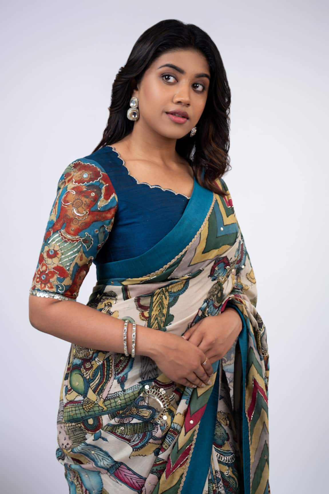 AAMRA BY LAVANYA Floral Hand Painted Saree Blouse