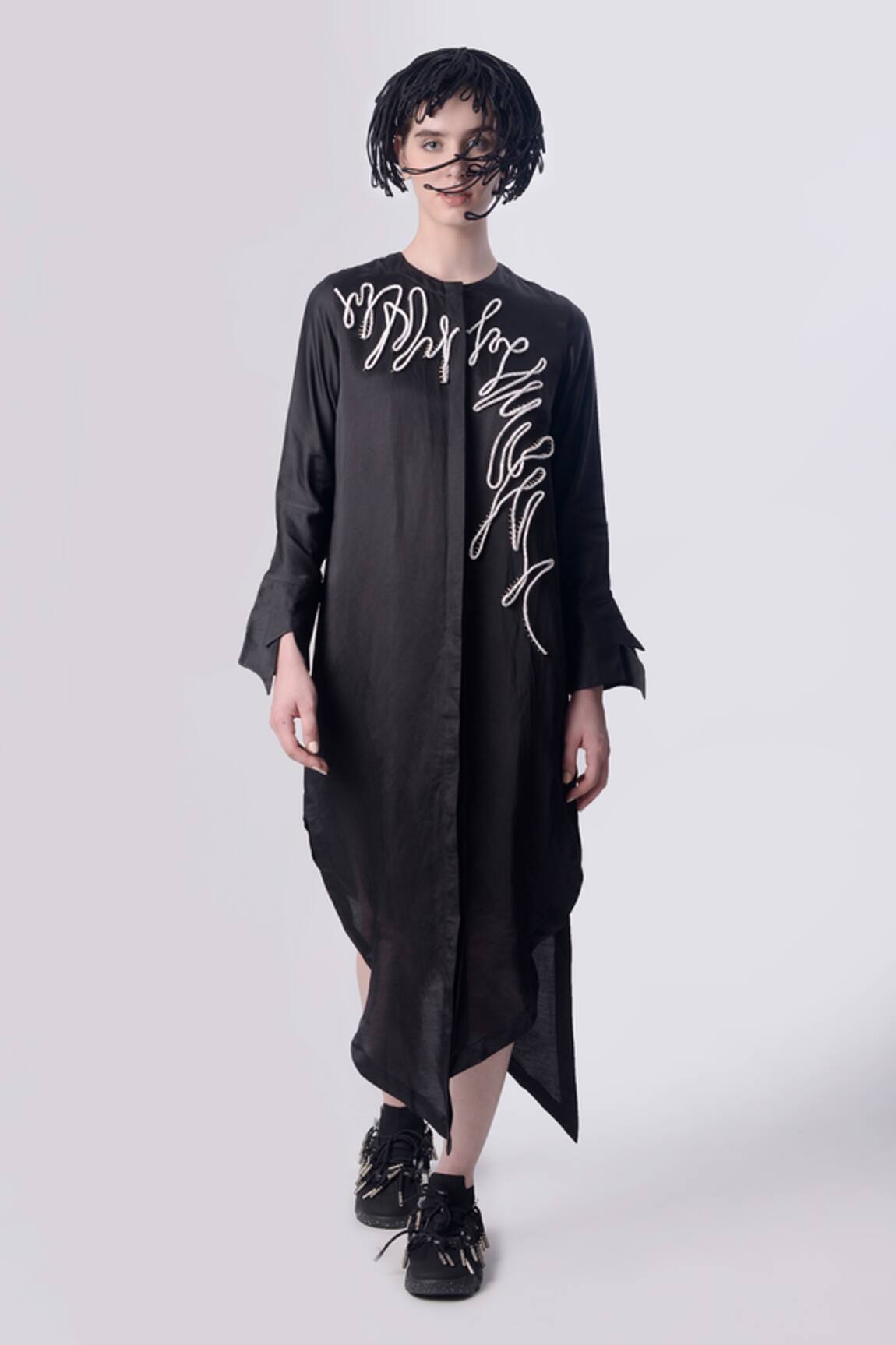 Nitin Bal Chauhan 3D Cord Embellished Assymetric Shirt Dress