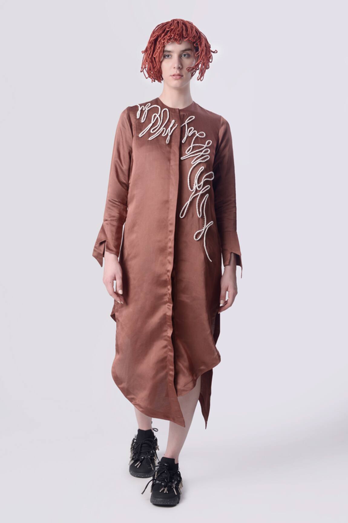 Nitin Bal Chauhan Assymetric 3D Embellished Shirt Dress