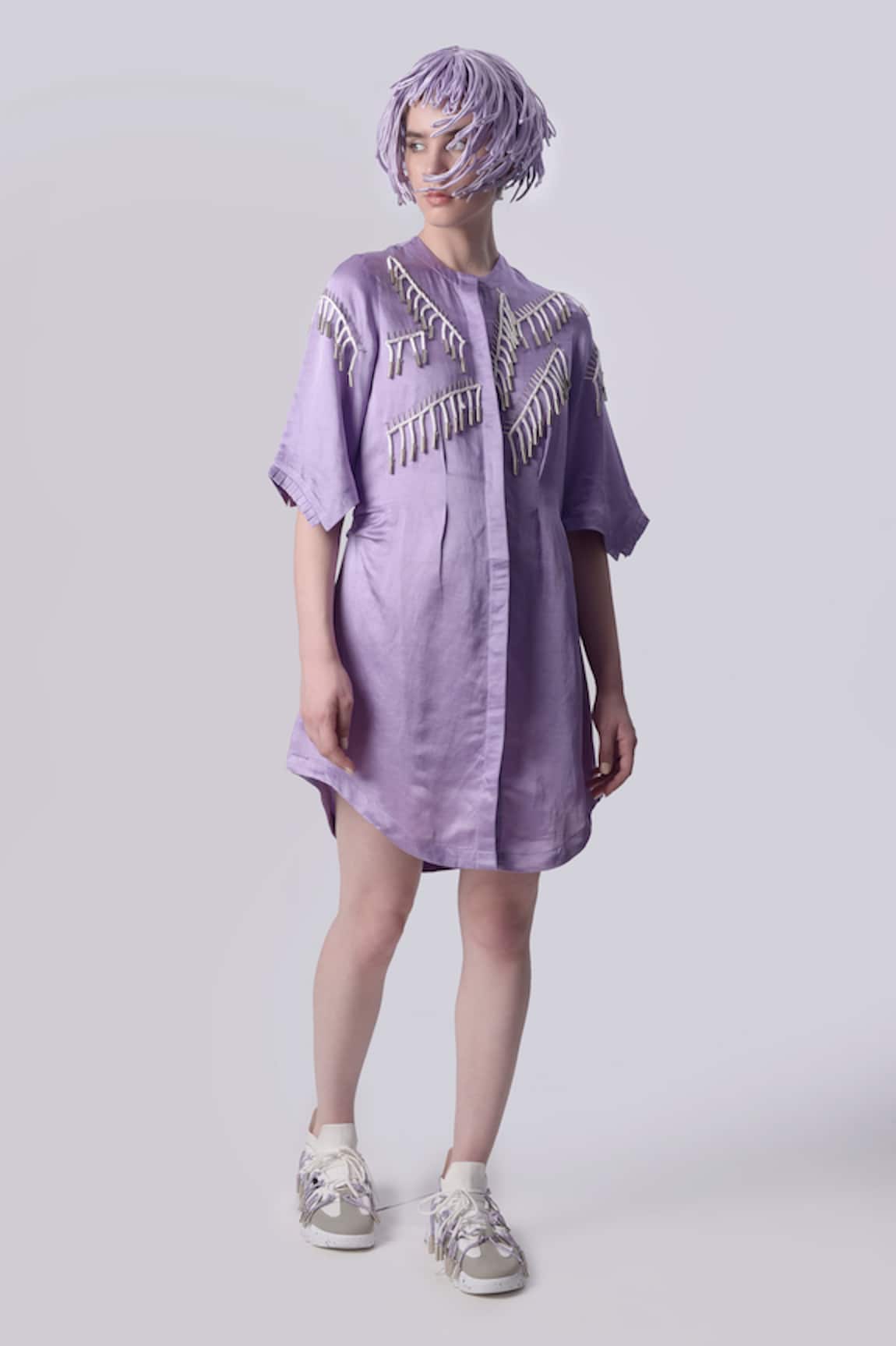 Nitin Bal Chauhan Edge Tasselled 3D Embellished Shirt Dress
