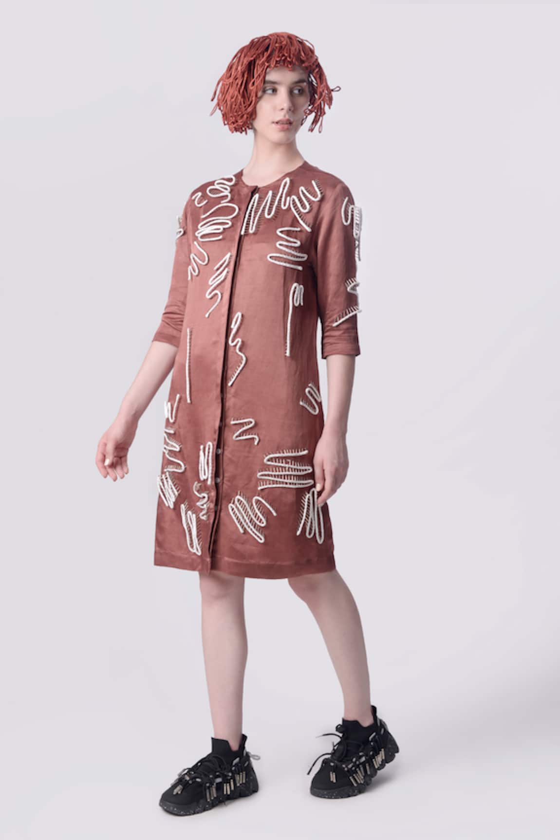 Nitin Bal Chauhan Edge 3D Scribble Pattern Embellished Shirt Dress