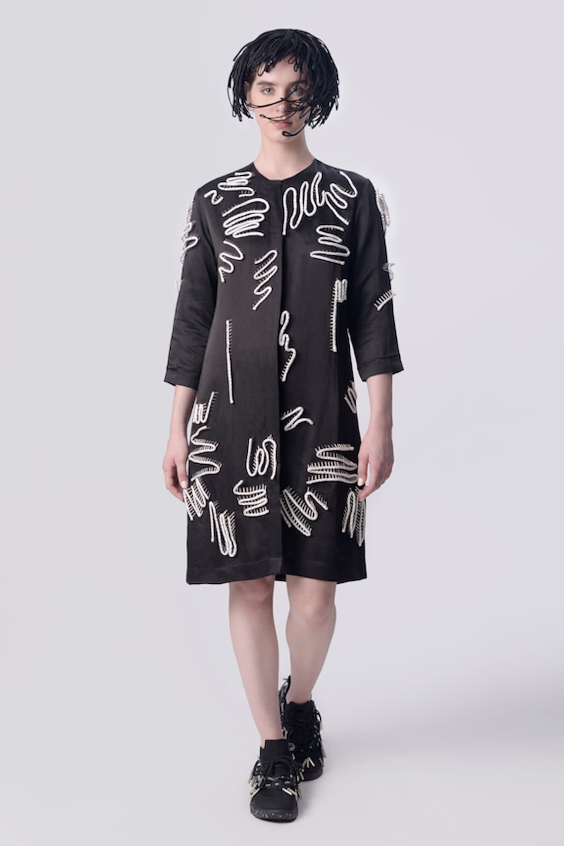 Nitin Bal Chauhan Edge Scribble Pattern Embellished Shirt Dress