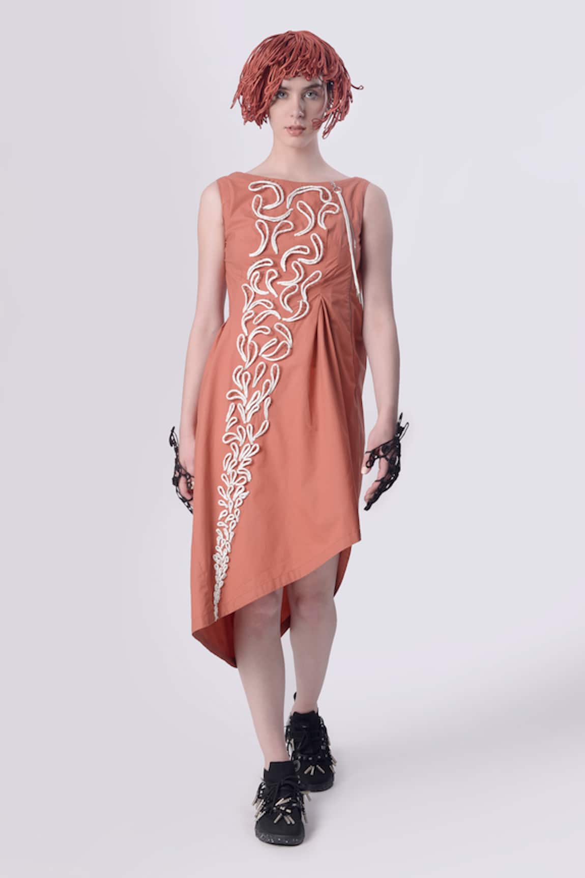 Nitin Bal Chauhan Edge 3D Cord Hand Embroidered Asymmetric Dress