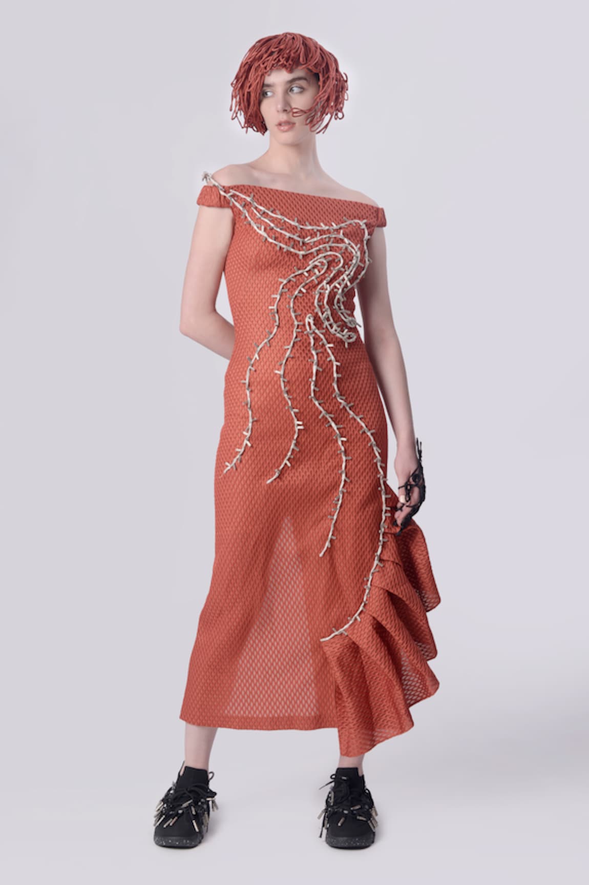 Nitin Bal Chauhan Edge 3D Cord Hand Embroidered Dress
