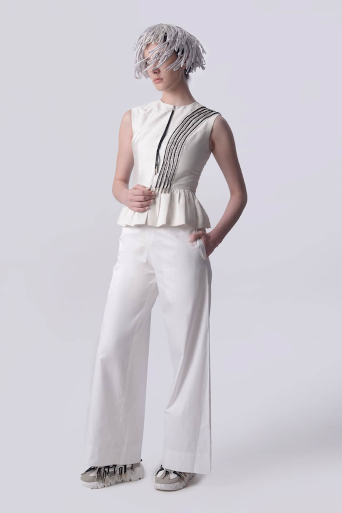 Nitin Bal Chauhan Edge 3D Hand Embroidered Peplum Top