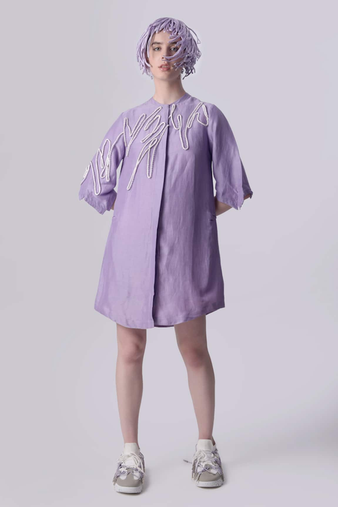 Nitin Bal Chauhan Edge Placed Cord Hand Embroidered Shirt Dress