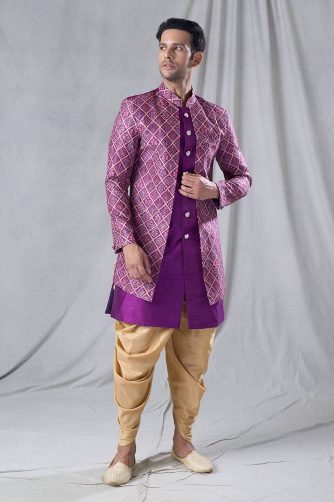 Arihant Rai Sinha Sequin Embroidered Jacket Kurta & Dhoti Pant Set 