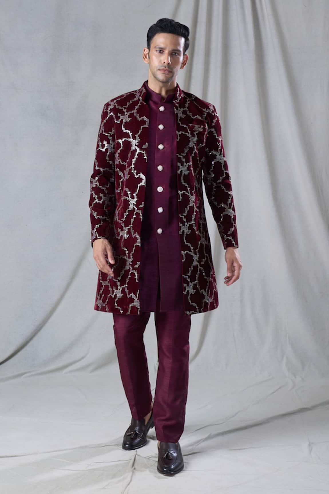 Arihant Rai Sinha Abstract Embroidered Long Jacket & Kurta Set