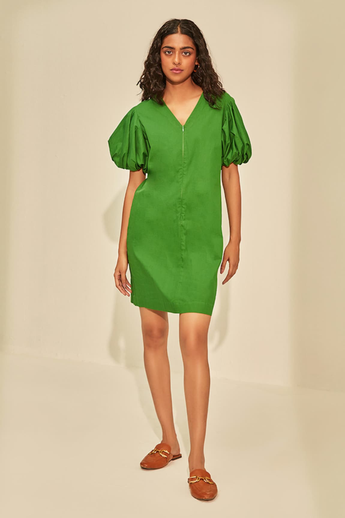 Kharakapas Sugarcane V Neck Dress