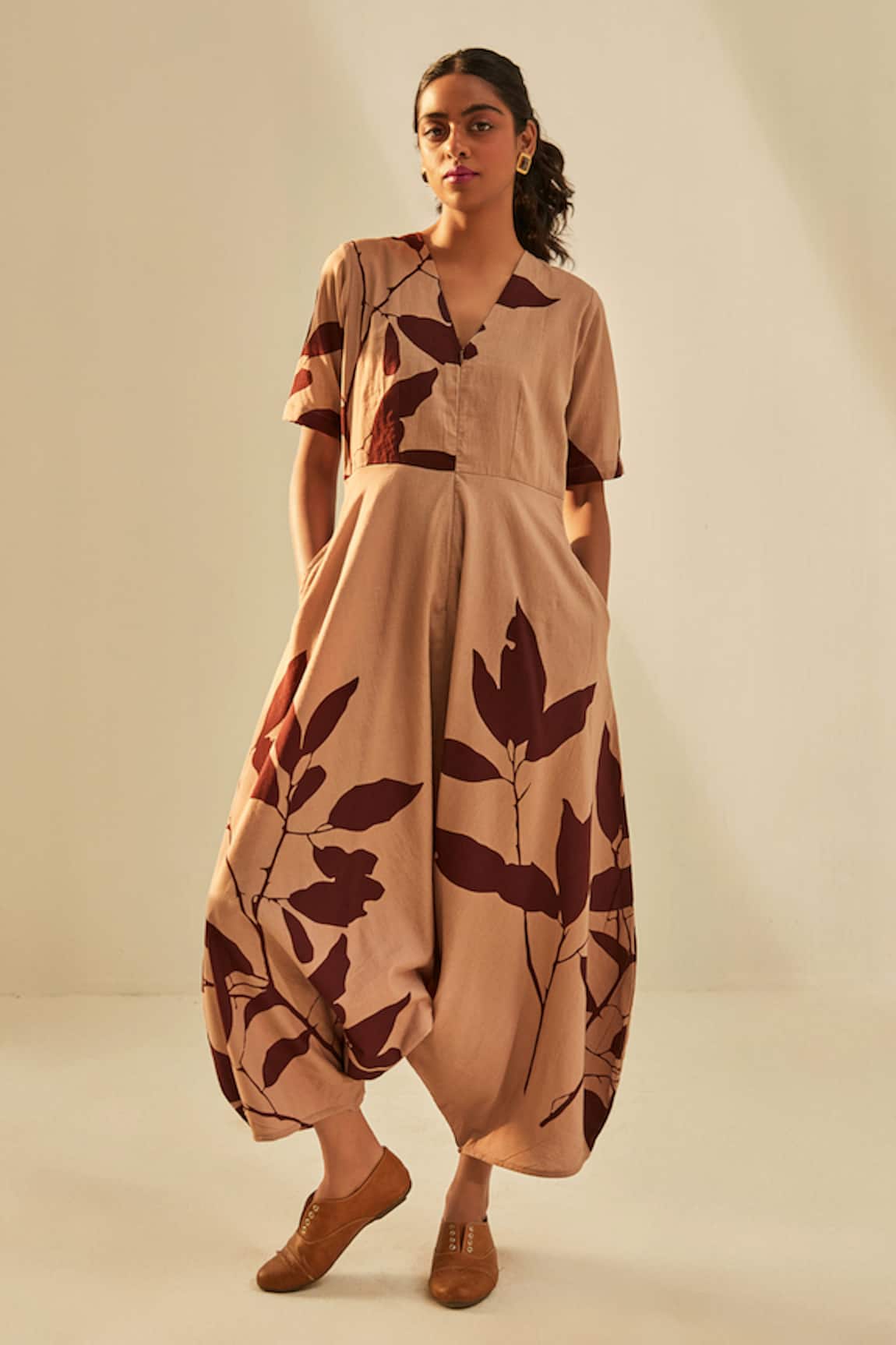 Kharakapas Brunet Leaf Print Jumpsuit