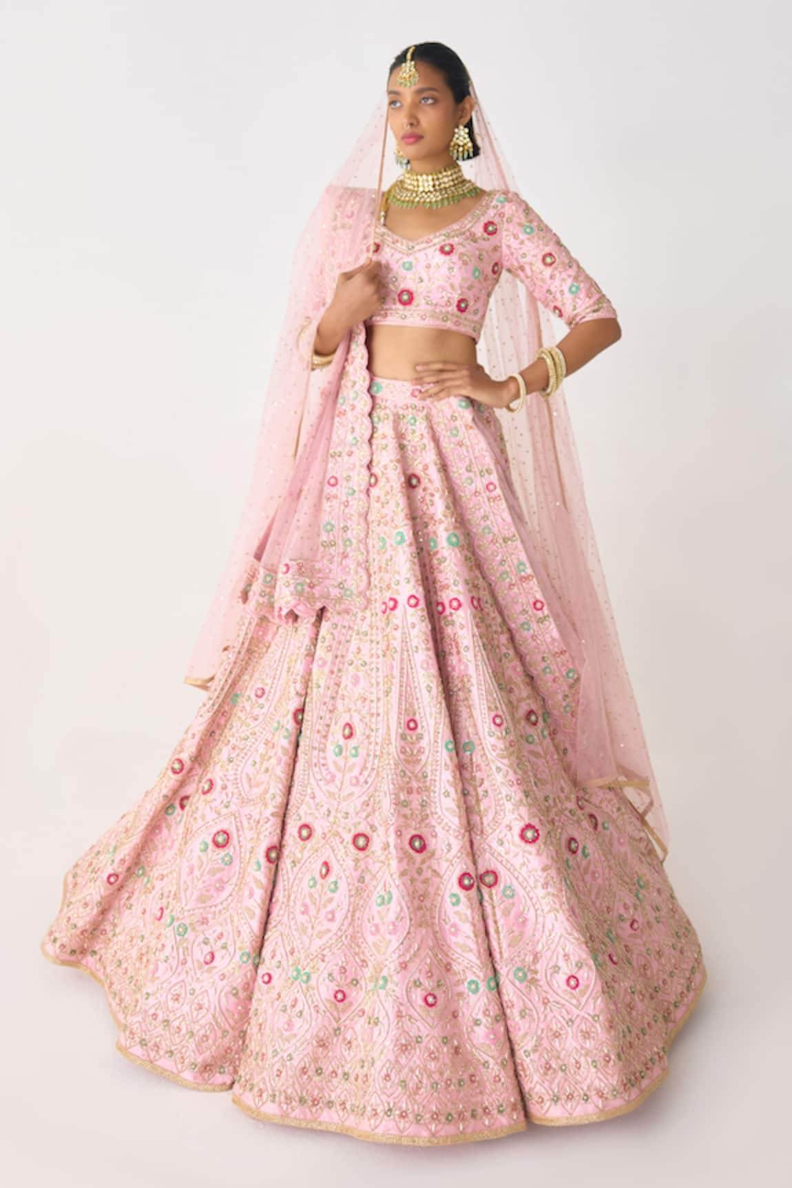 Shyam Narayan Prasad Raw Silk Embroidered Bridal Lehenga Set