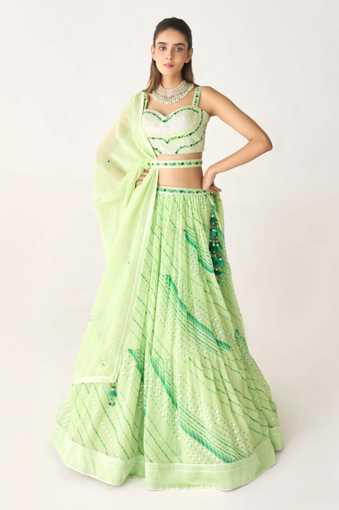 Shyam Narayan Prasad Leheriya Pattern Lehenga Set