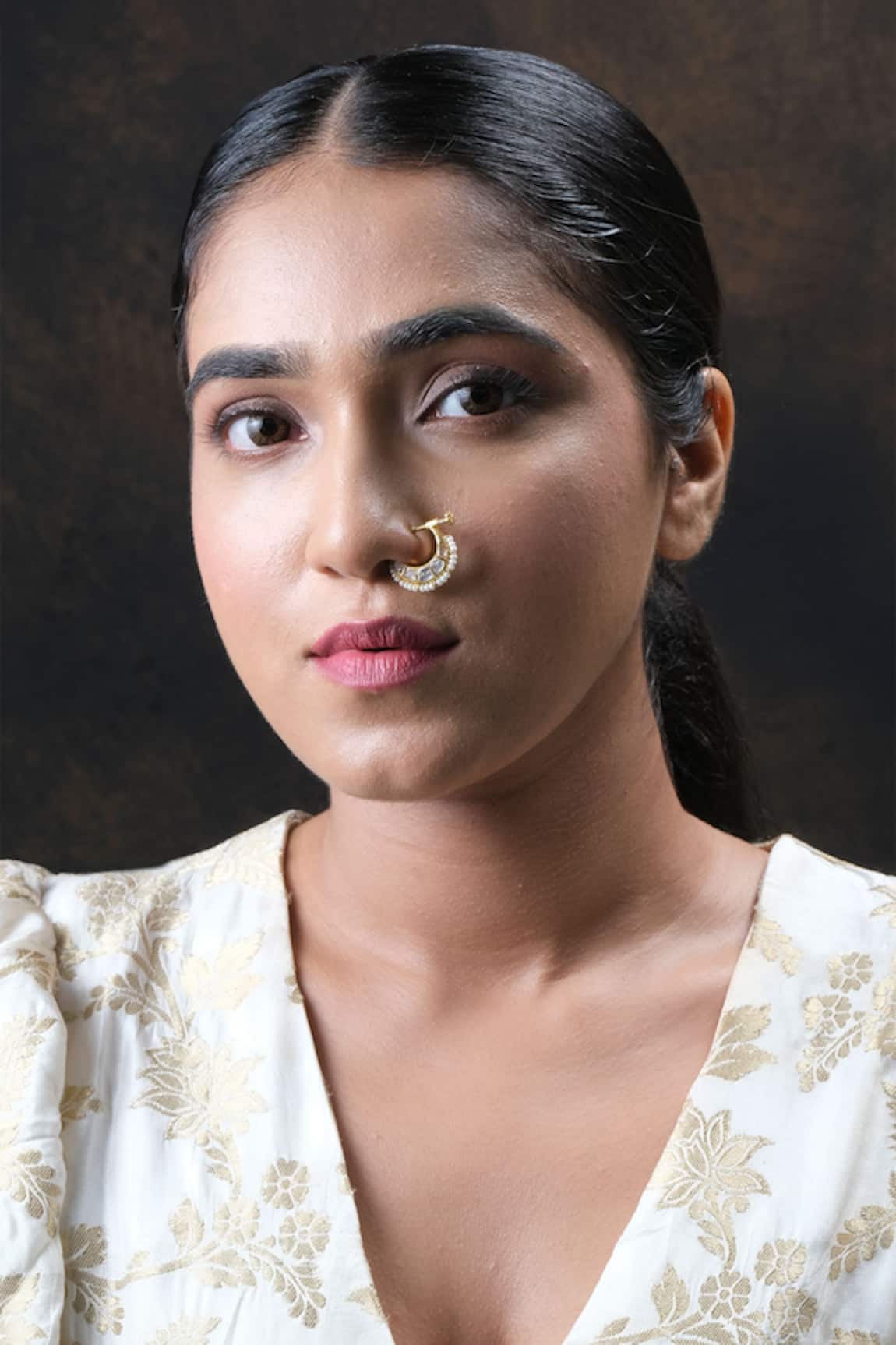 Sica Jewellery Moissanite Polki Embellished Chand Nath