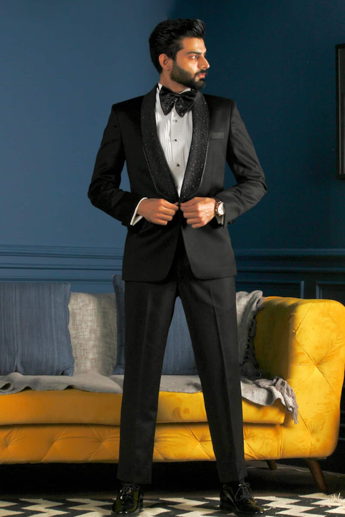 The House Of Diwans Bead Embellished Tuxedo Trouser Set
