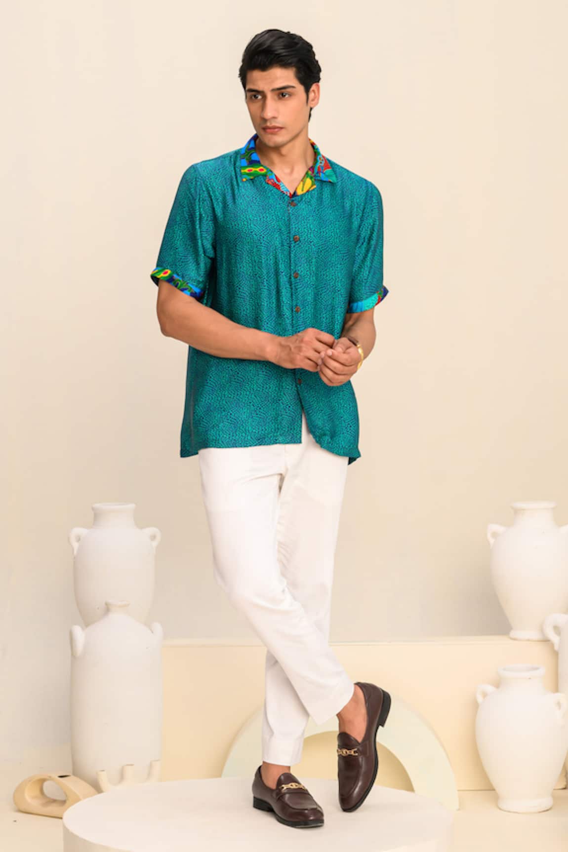 JUHI BENGANI Geometric Print Shirt & Trouser Set