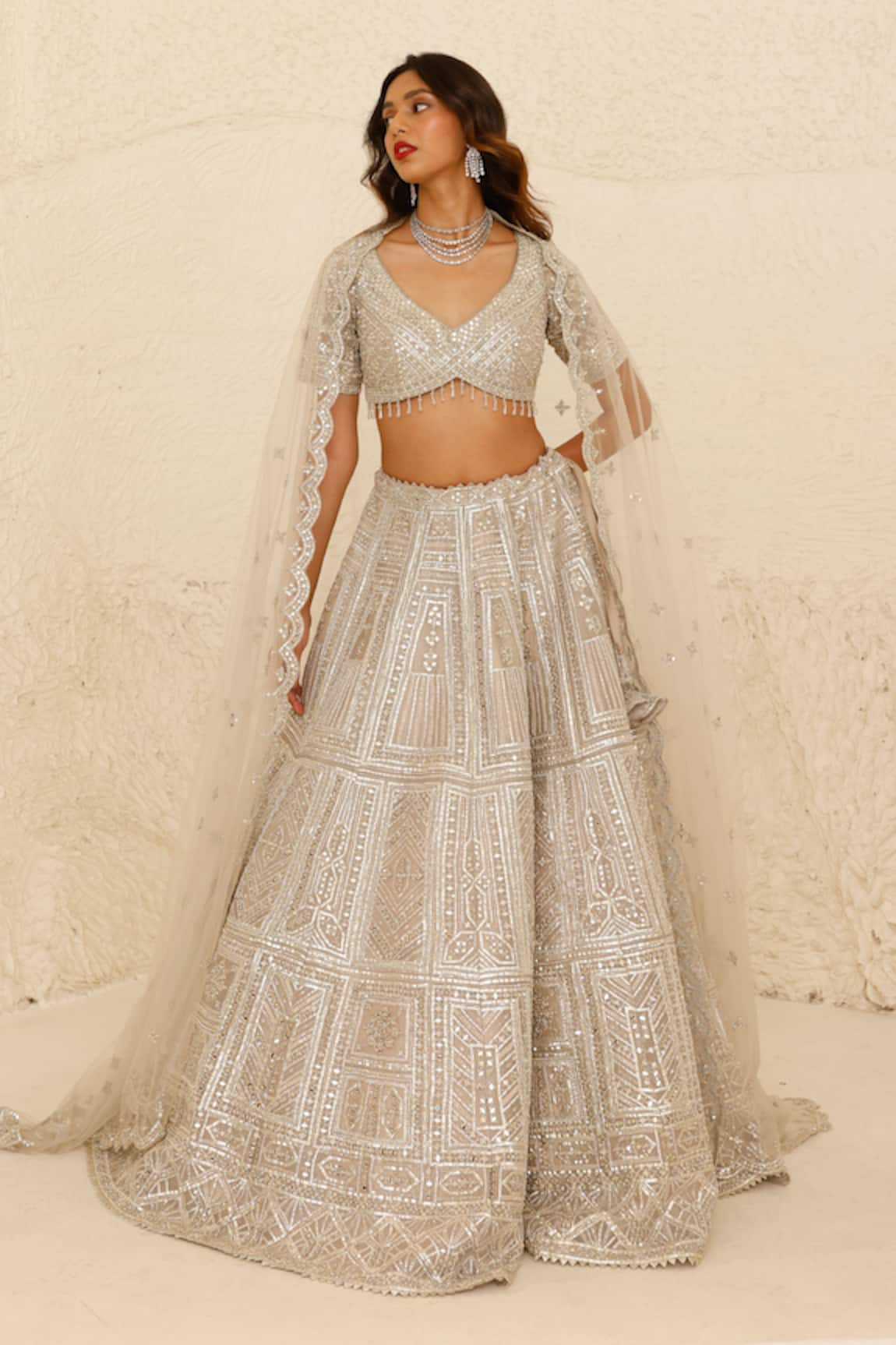 Studio Iris India Anastacia Gota Patti Embroidered Mirrorwork Bridal Lehenga Set