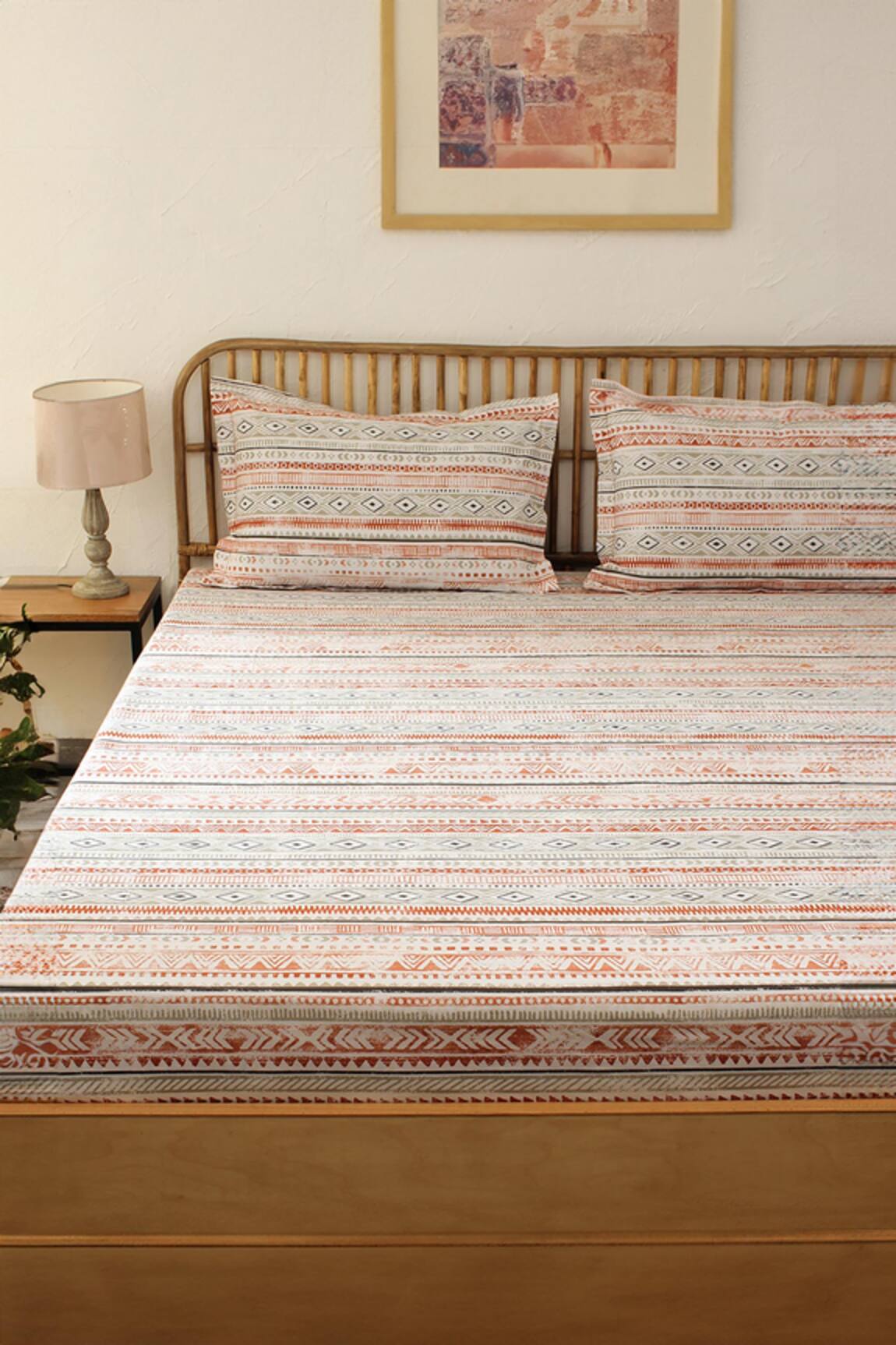 House This Meghwal Fitted Printed Bedsheet Set