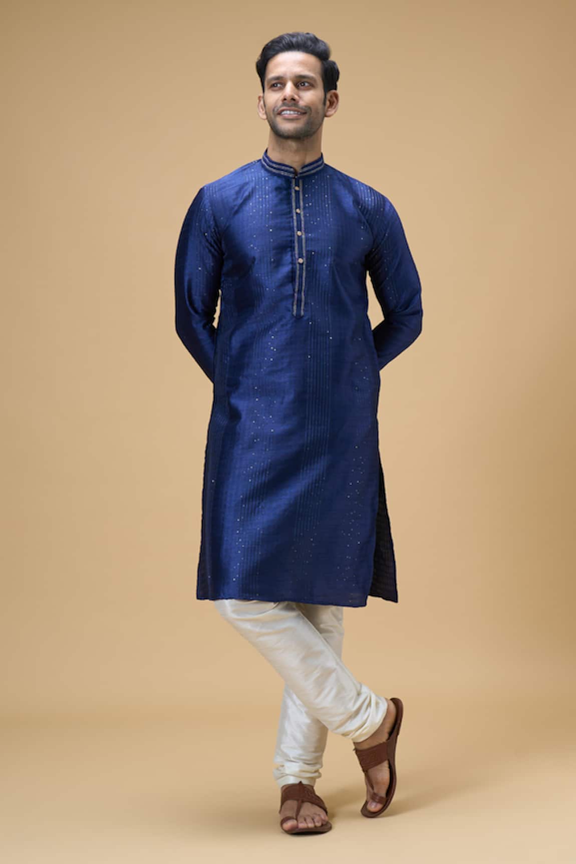 Arihant Rai Sinha Woven Sequined Stripe Kurta 