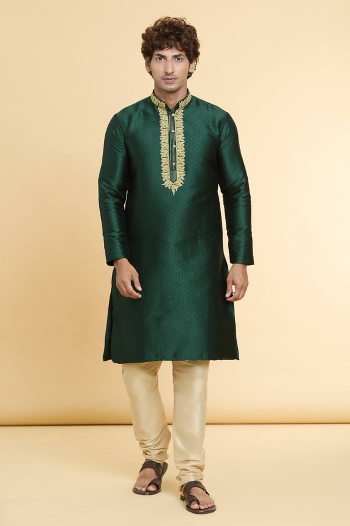 Arihant Rai Sinha Zari Embroidered Placket Kurta 