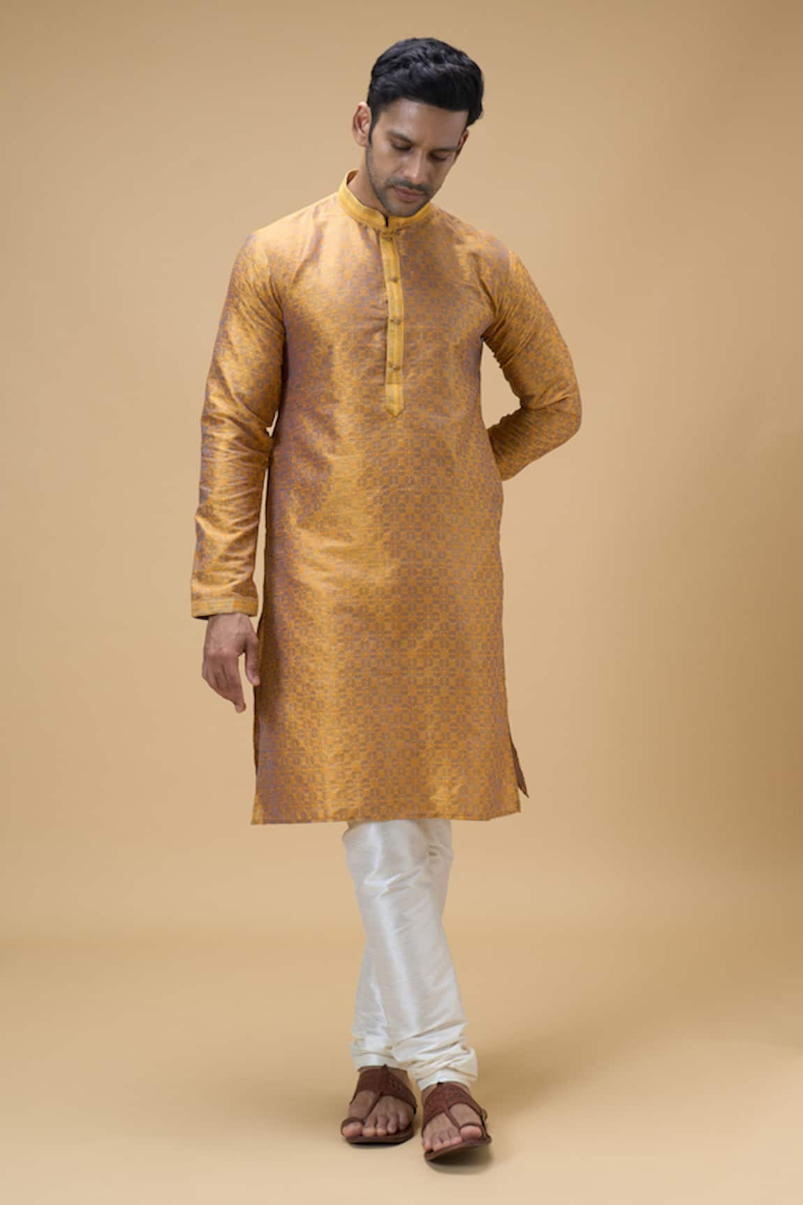 Arihant Rai Sinha Quad Bloom Woven Kurta With Churidar 