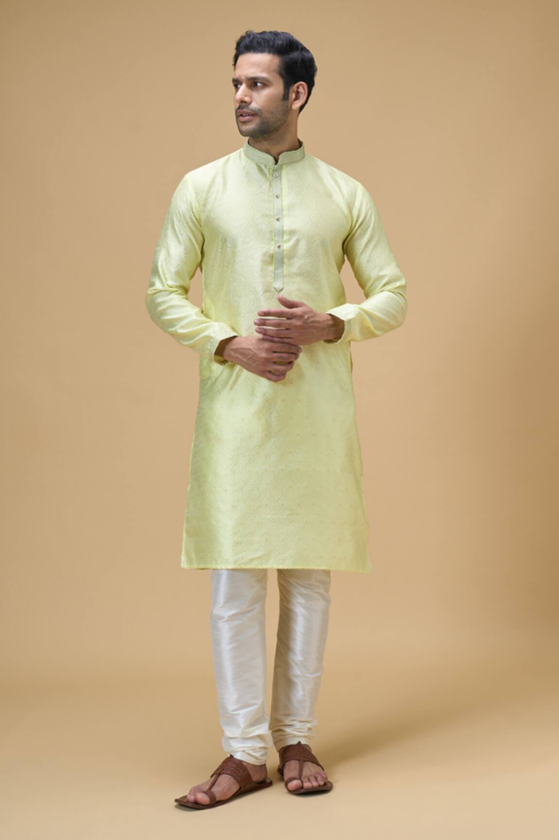 Arihant Rai Sinha Damask Flora Woven Kurta With Churidar