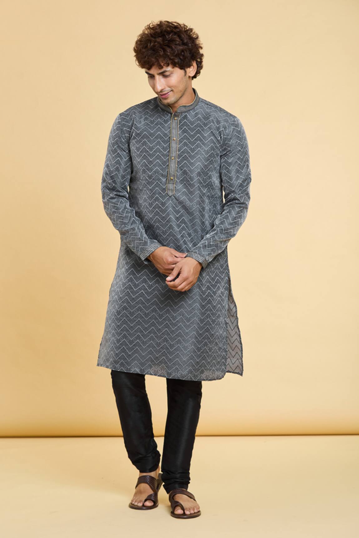 Arihant Rai Sinha Chevron Fleur Woven Kurta With Churidar 