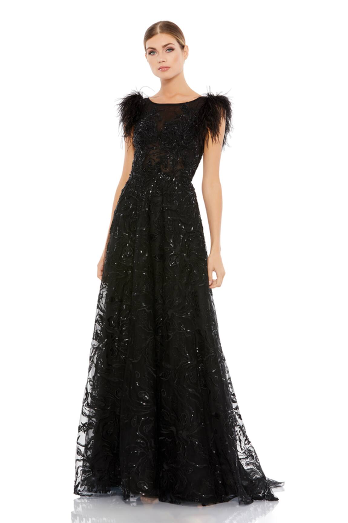 Mac Duggal Tonal Hand Embellished Gown 