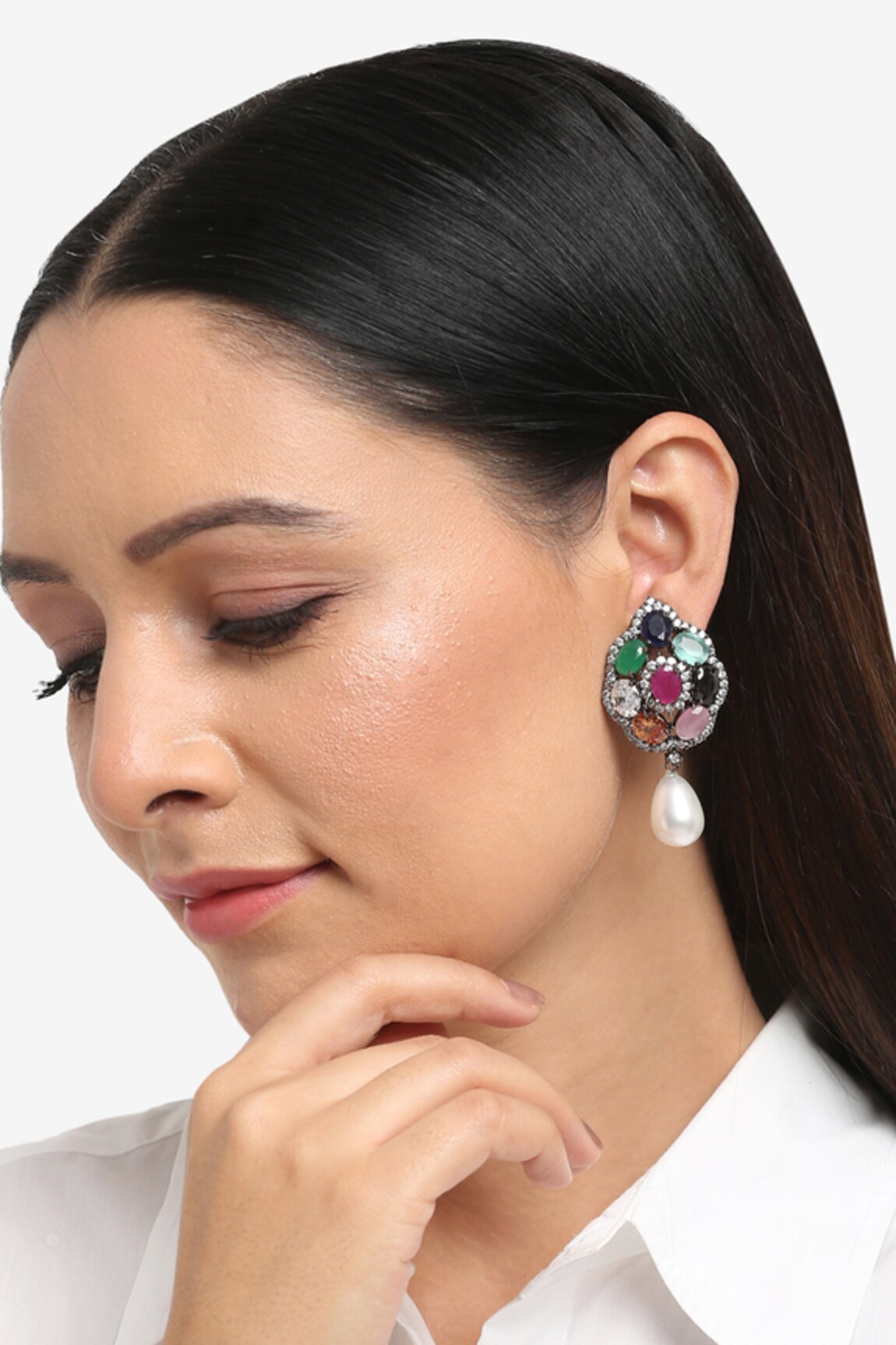 Ruby Raang Stone Embellished Earrings