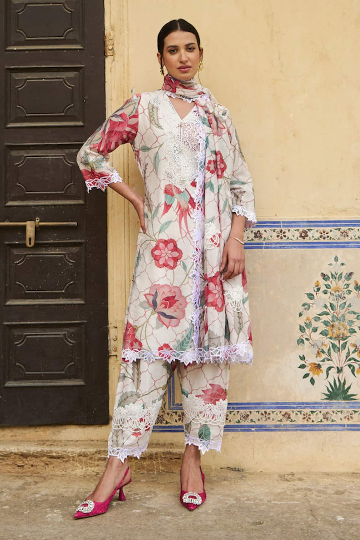 Sage Saga Floral Print Kurta Set