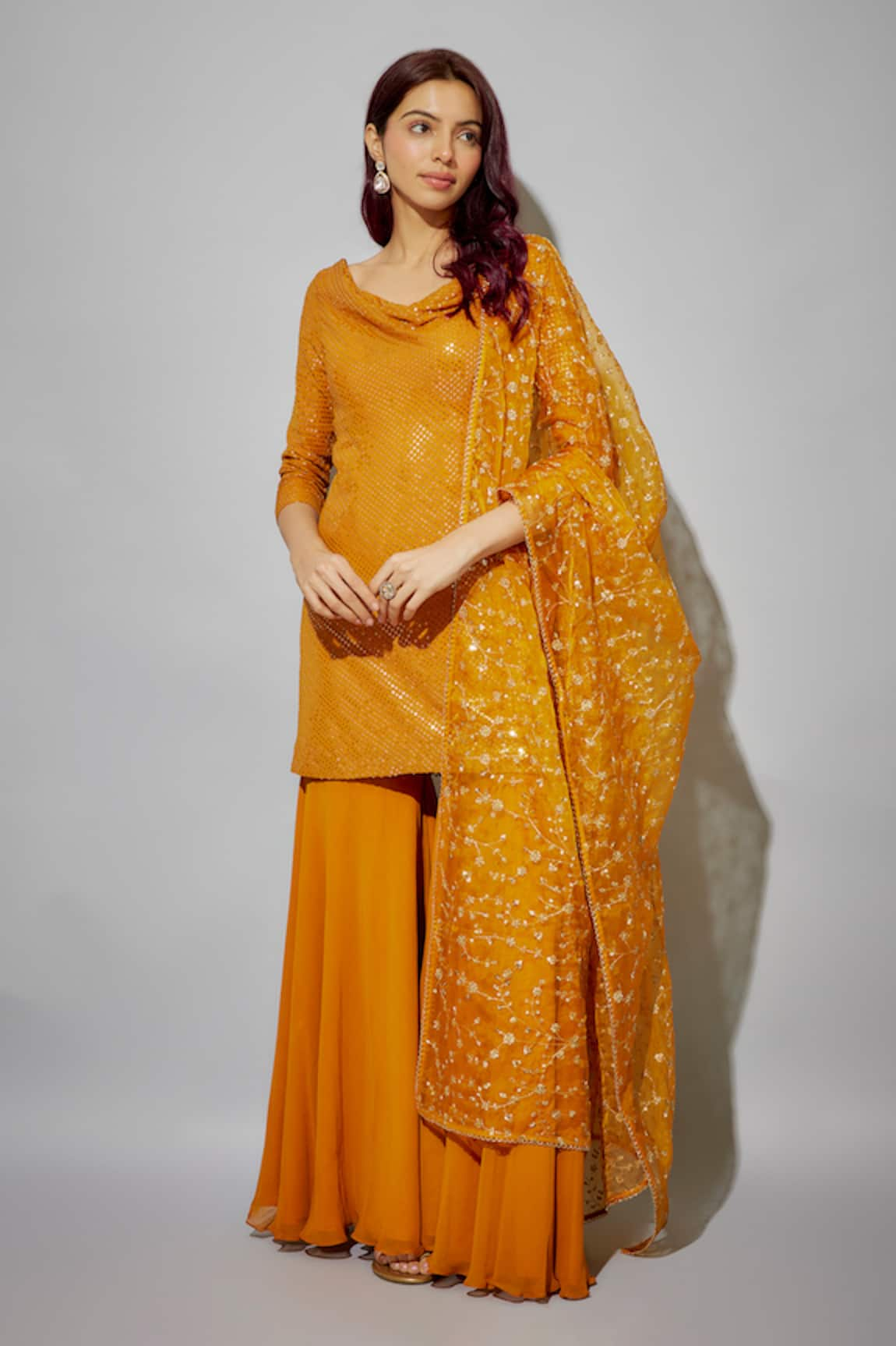 wildflower by krishna Sequin Embroidered Kurta Sharara Set